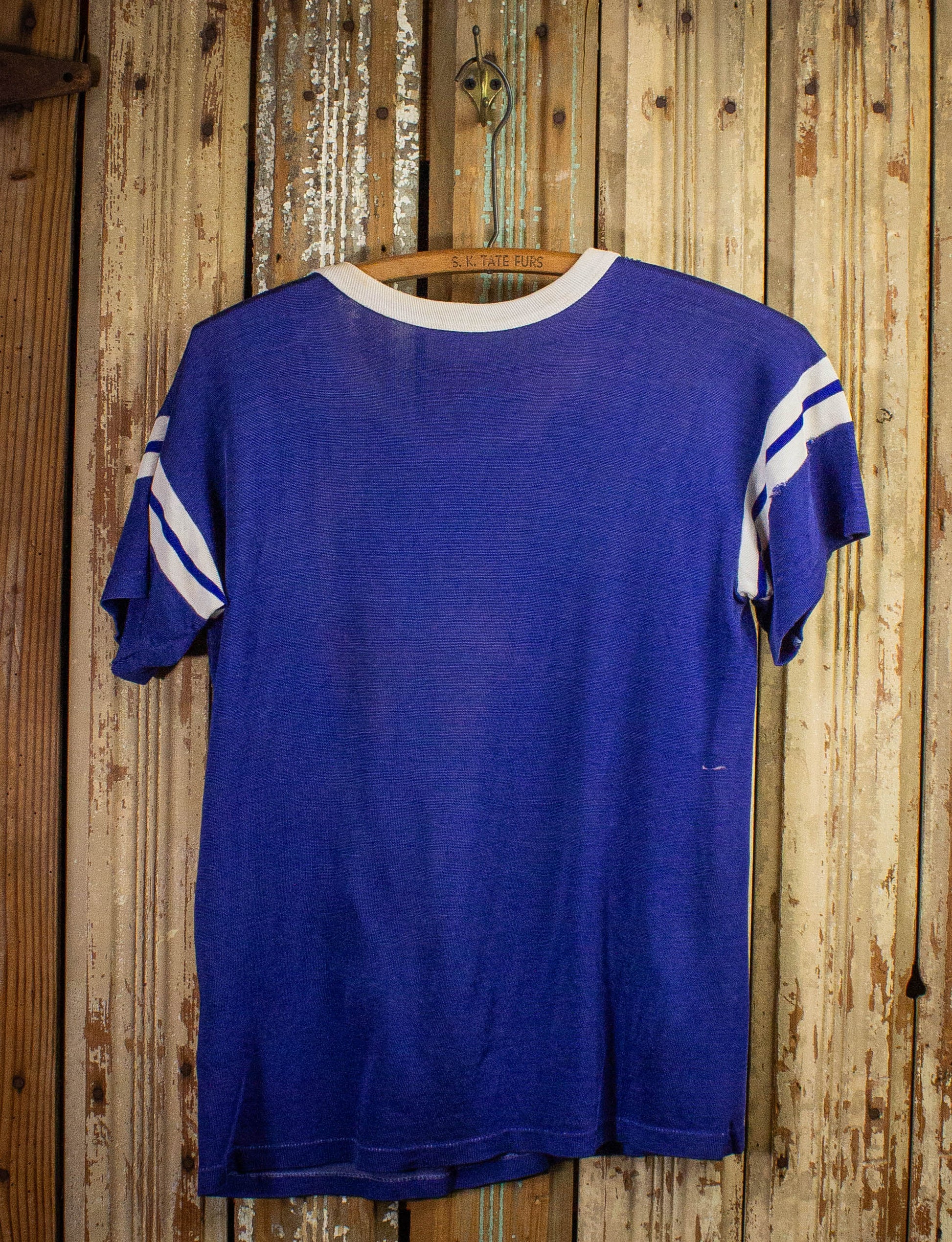 Vintage Dictaphone Chainstitched Graphic T Shirt 80s Blue Small