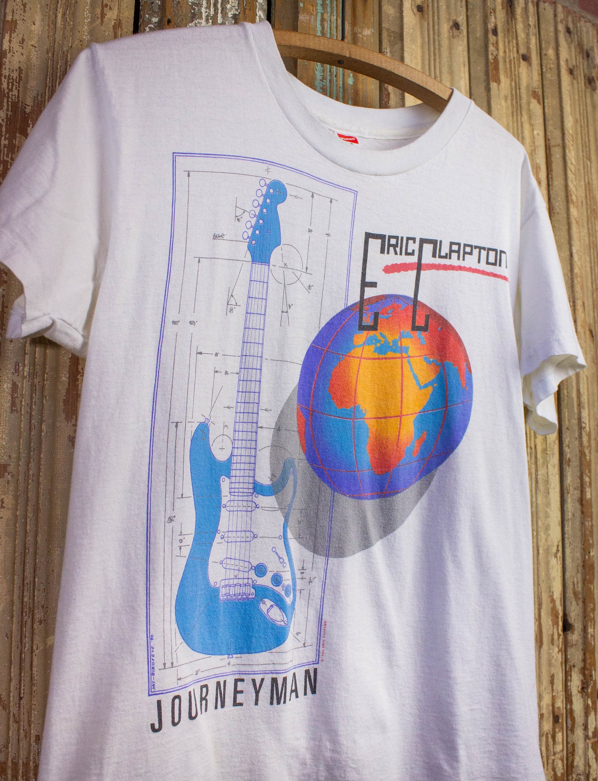 Vintage Eric Clapton Journeyman Tour Concert T Shirt 1990 White Medium