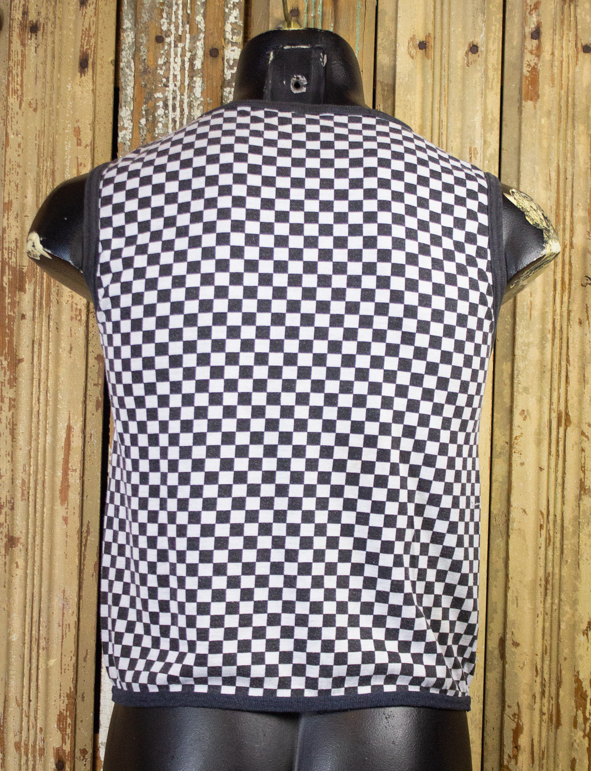 Vintage Fastway Checkered Print Concert Muscle T Shirt 1983 Small