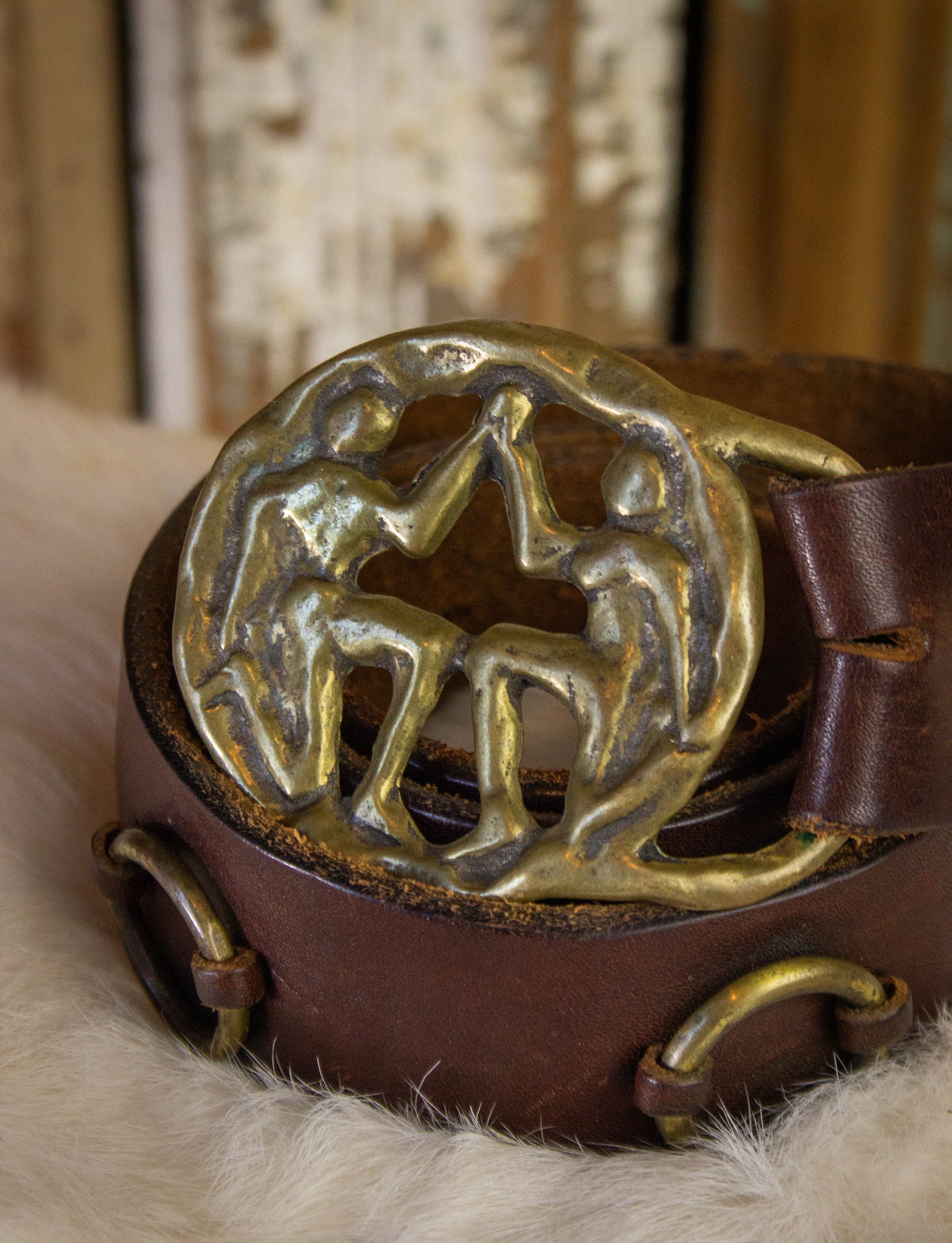 Vintage Gemini Brown Leather Belt