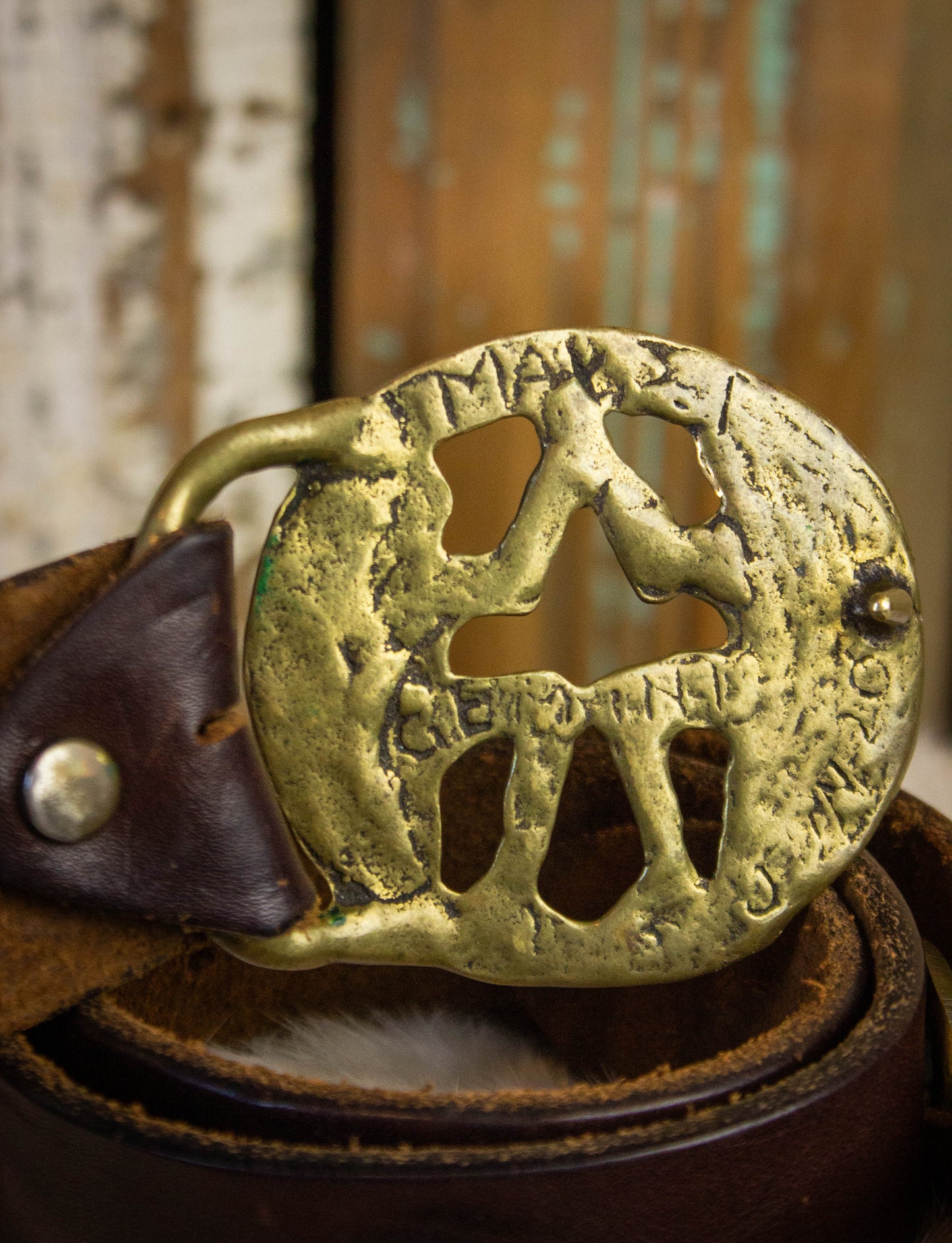 Vintage Gemini Brown Leather Belt