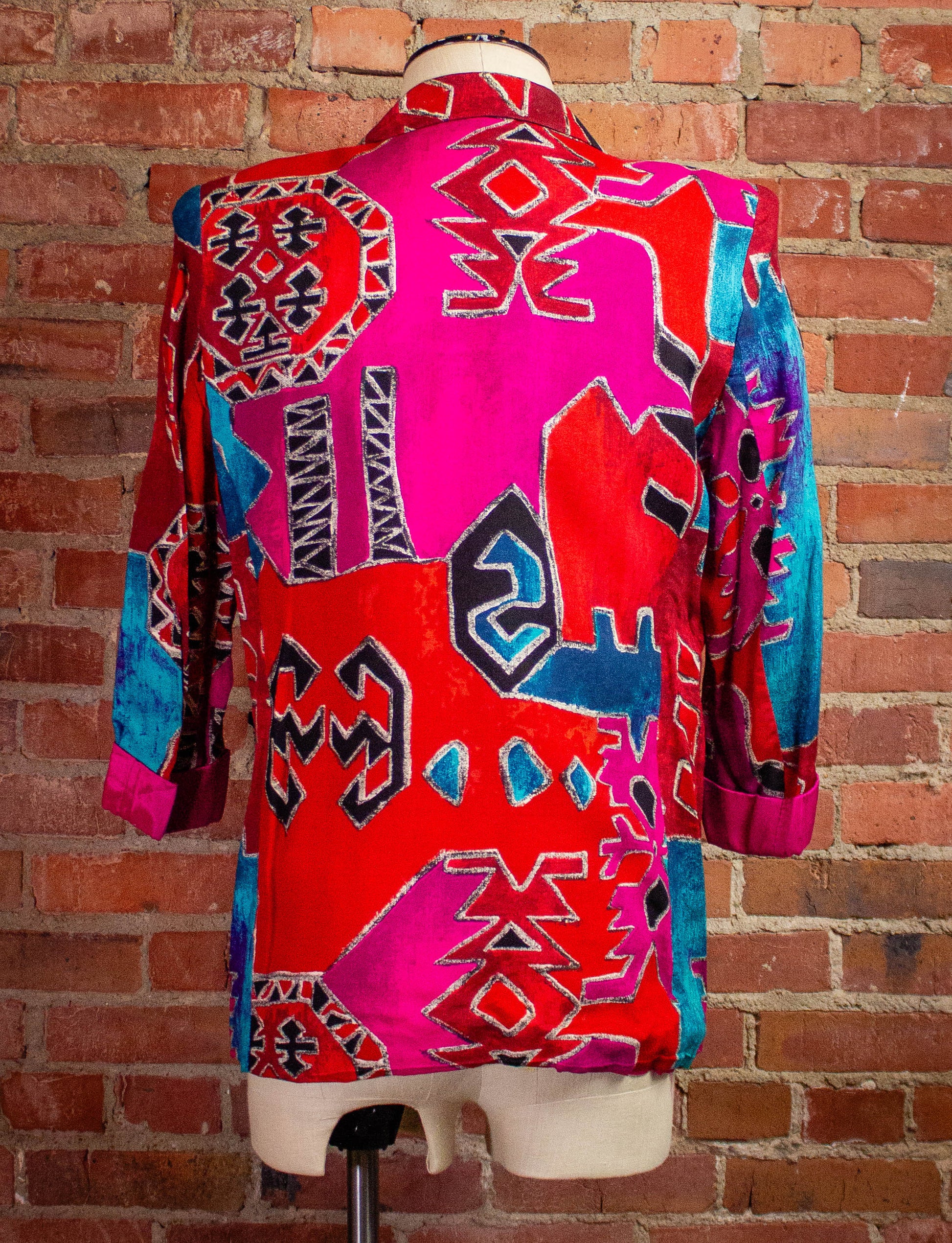 Vintage Giancarlo Ferrari Aztec Pattern Blazer 80s Large