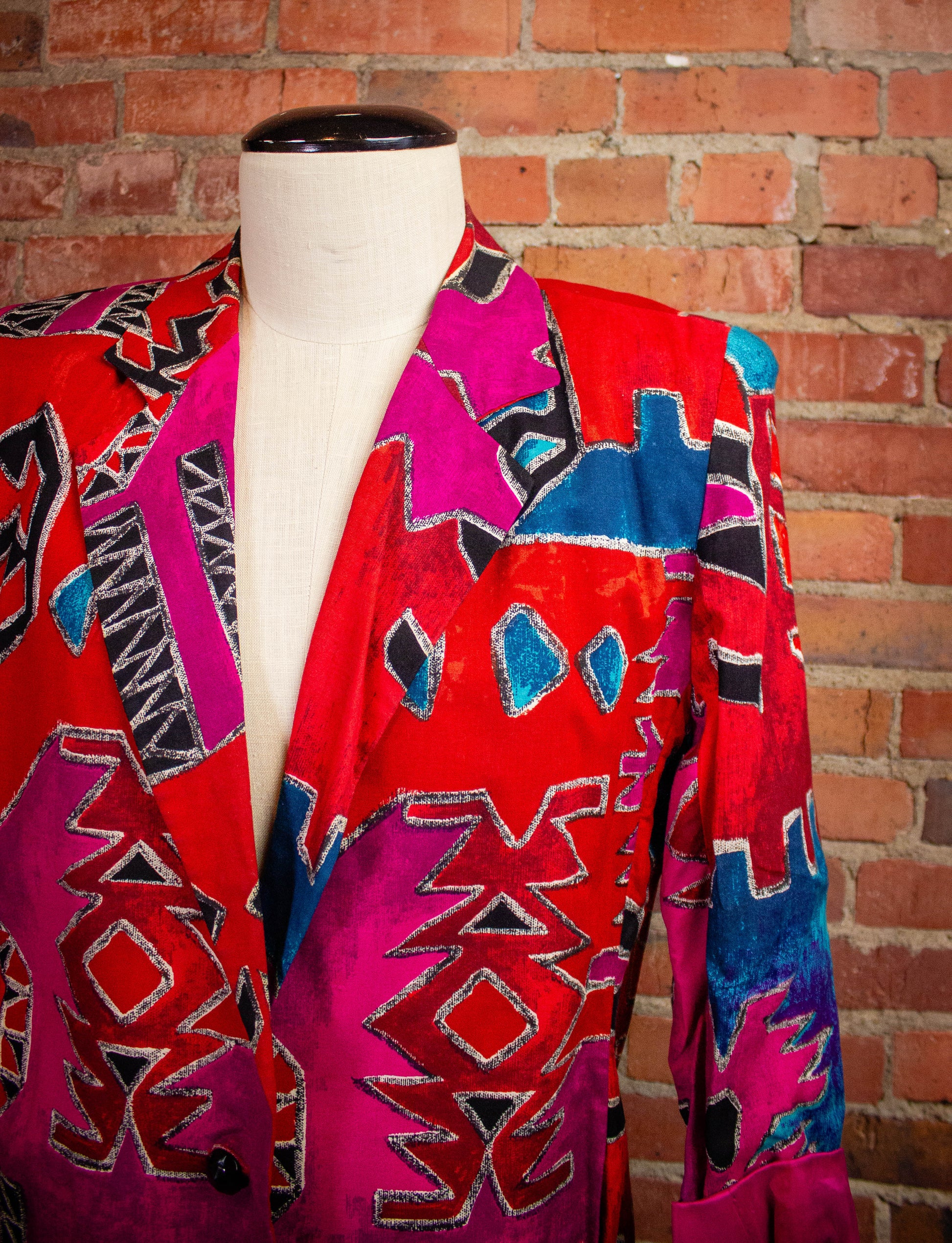 Vintage Giancarlo Ferrari Aztec Pattern Blazer 80s Large