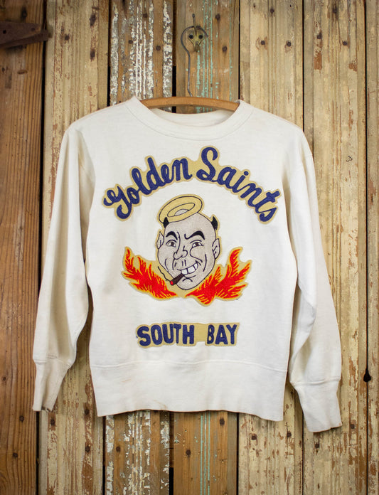 Vintage Golden Saints Car Club Crewneck Sweatshirt 30s White Small