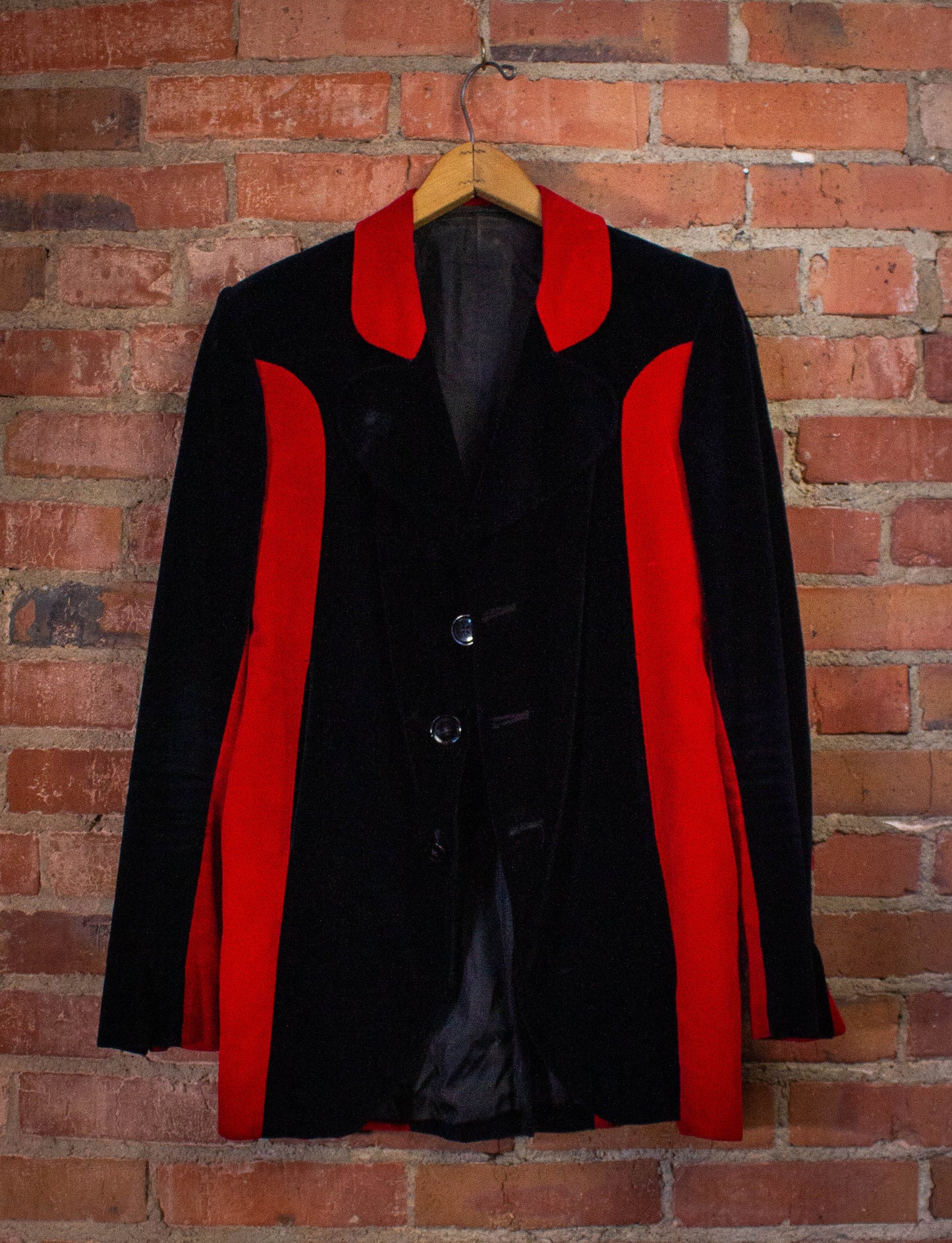 Vintage Granny Takes A Trip Black and Red Velvet Suit 70s Small