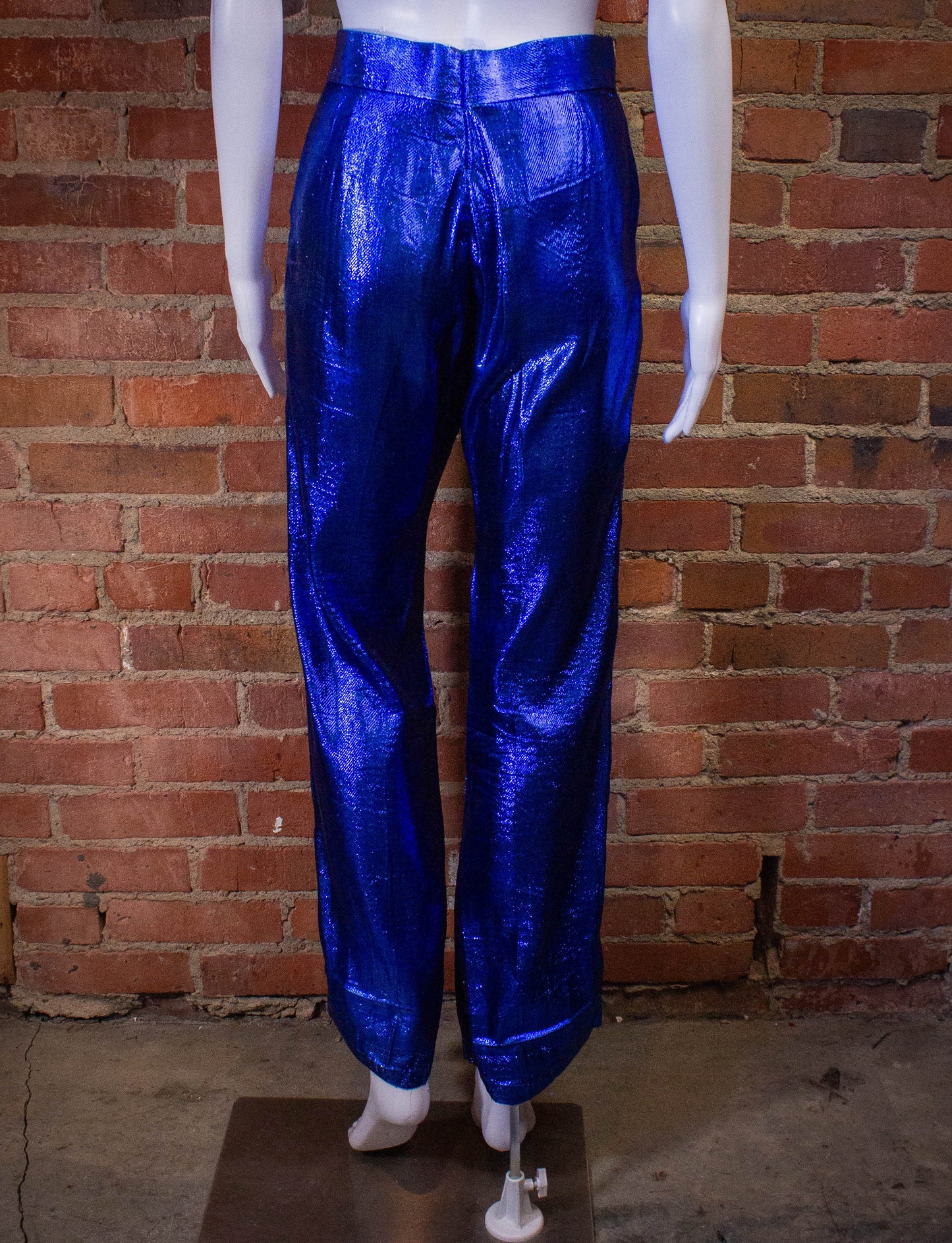 Vintage Granny Takes A Trip Blue Lamé Pants 70s 28x30