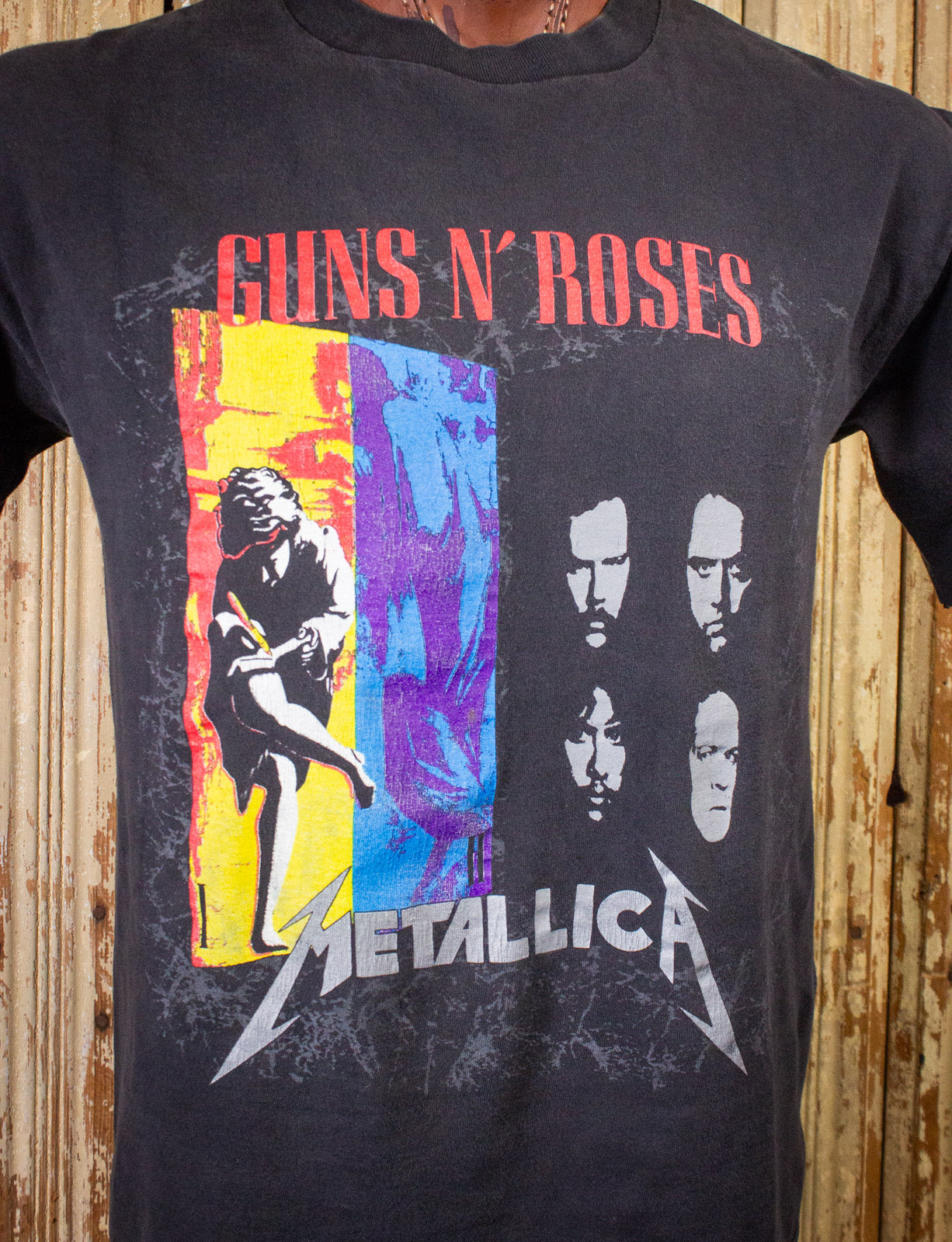 Vintage Guns n Roses Metallica US Tour Concert T Shirt 1992 Black Large 