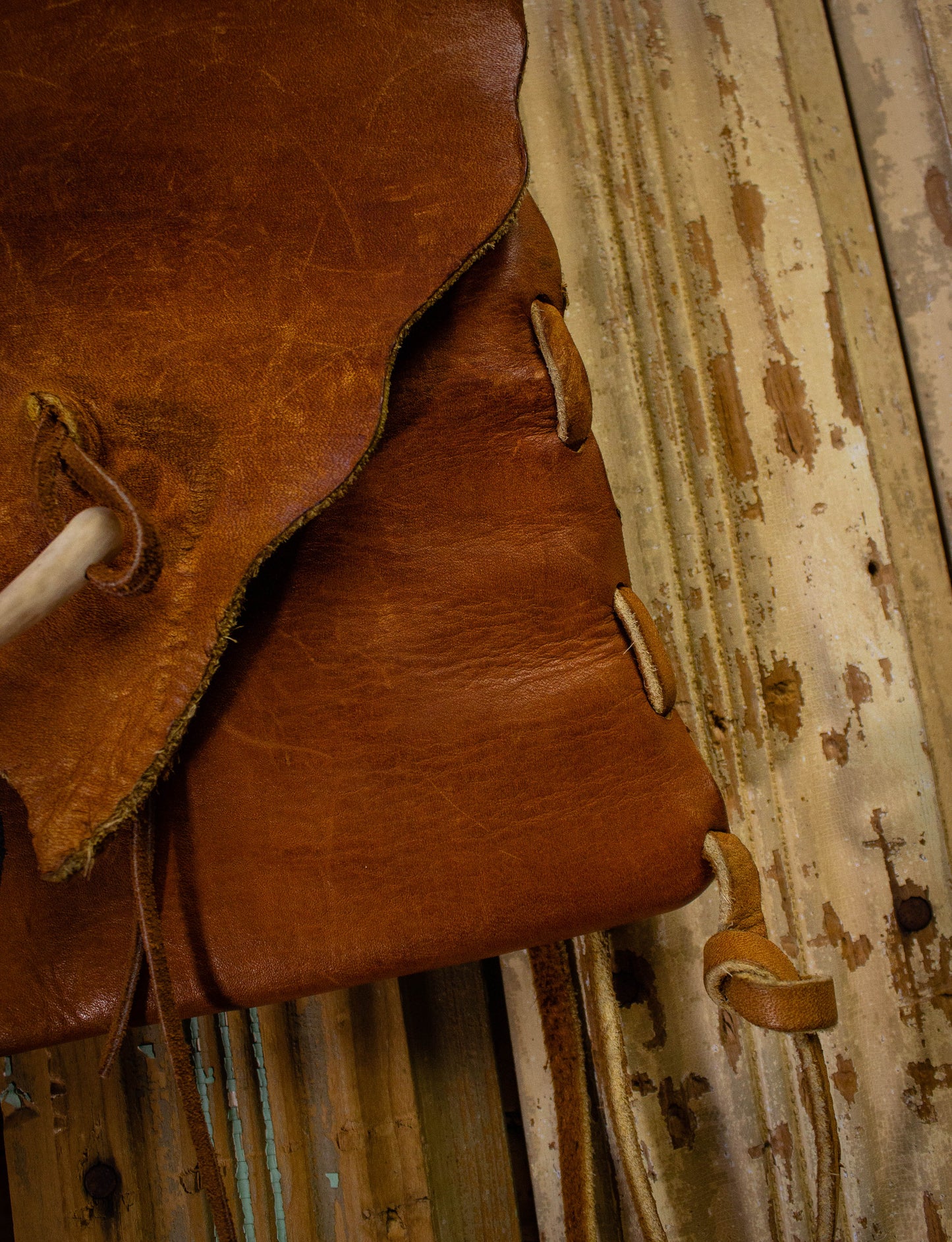 Vintage 70s Hand Painted Fringe Leather Brown Satchel