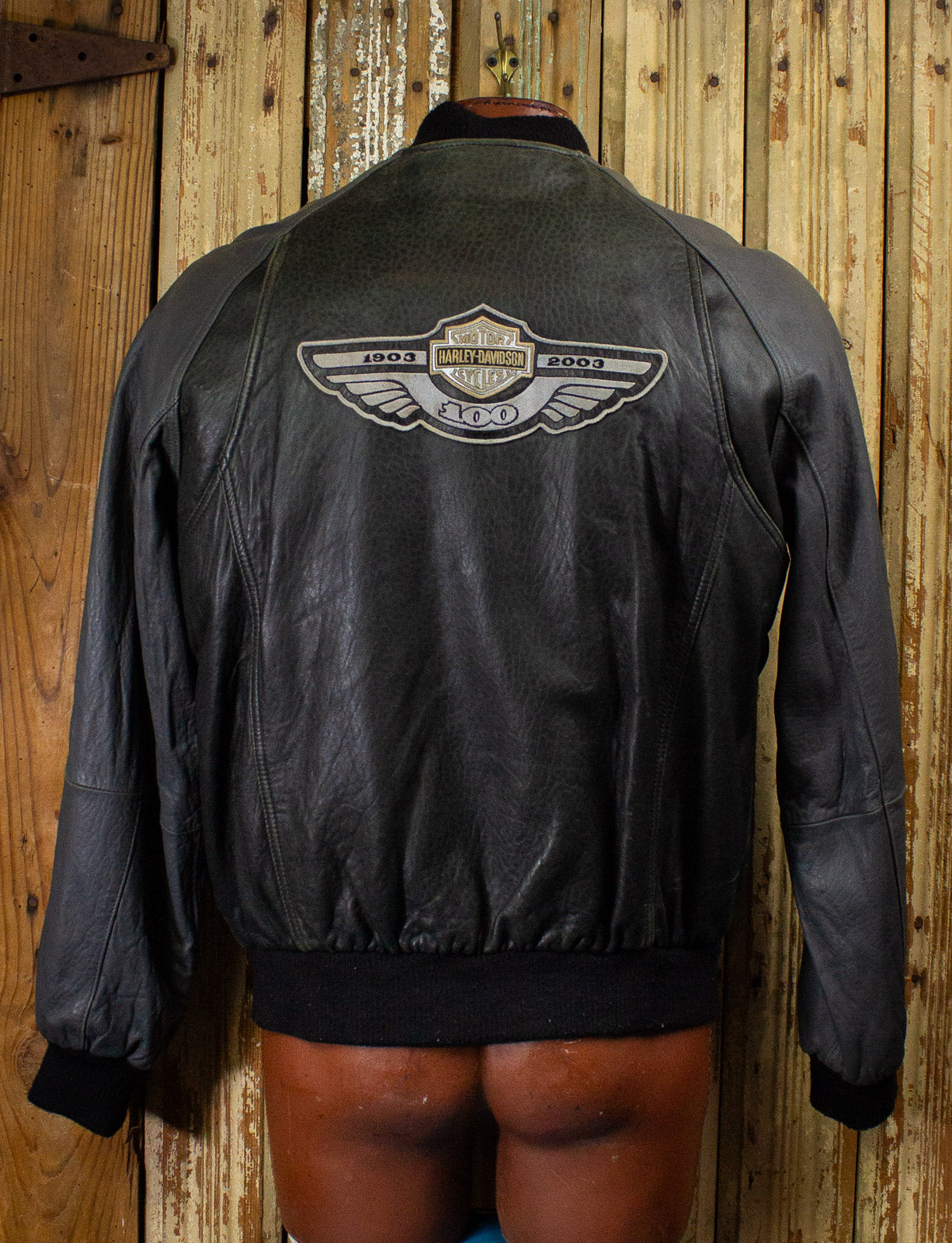 Vintage Harley Davidson 100th Anniversary Leather Bomber Jacket 2003 XL