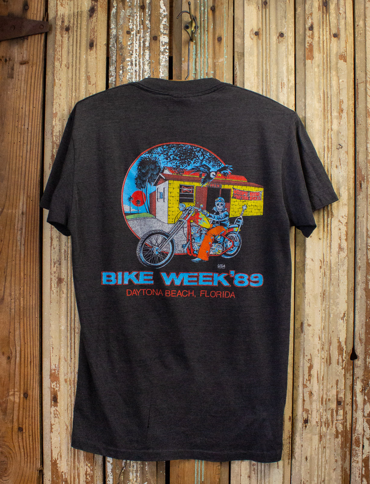 Vintage Harley Davidson Whiskey/Bike Week Graphic T Shirt 1989 Black Medium