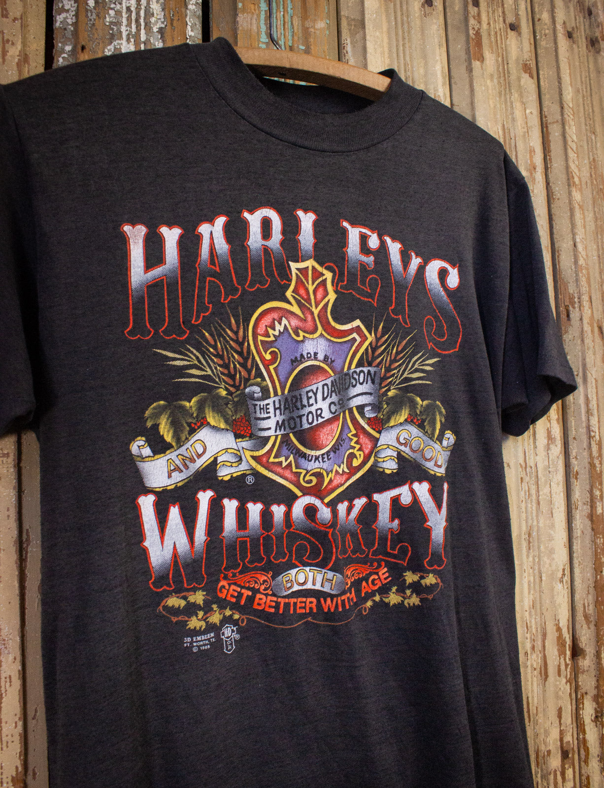 Vintage Harley Davidson Whiskey/Bike Week Graphic T Shirt 1989 Black Medium