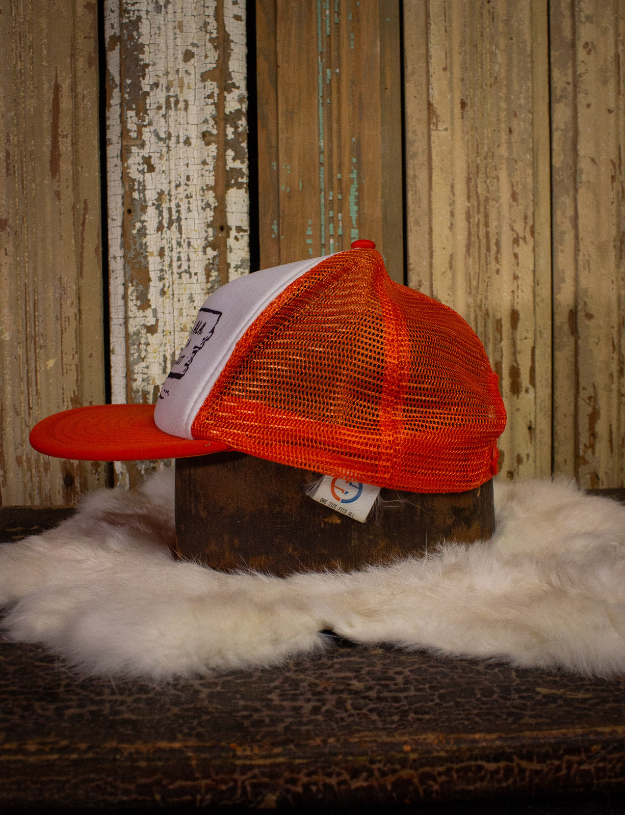 Vintage Ohatchee, Alaska "Not A Hell of A Lot" Trucker Hat Orange/White