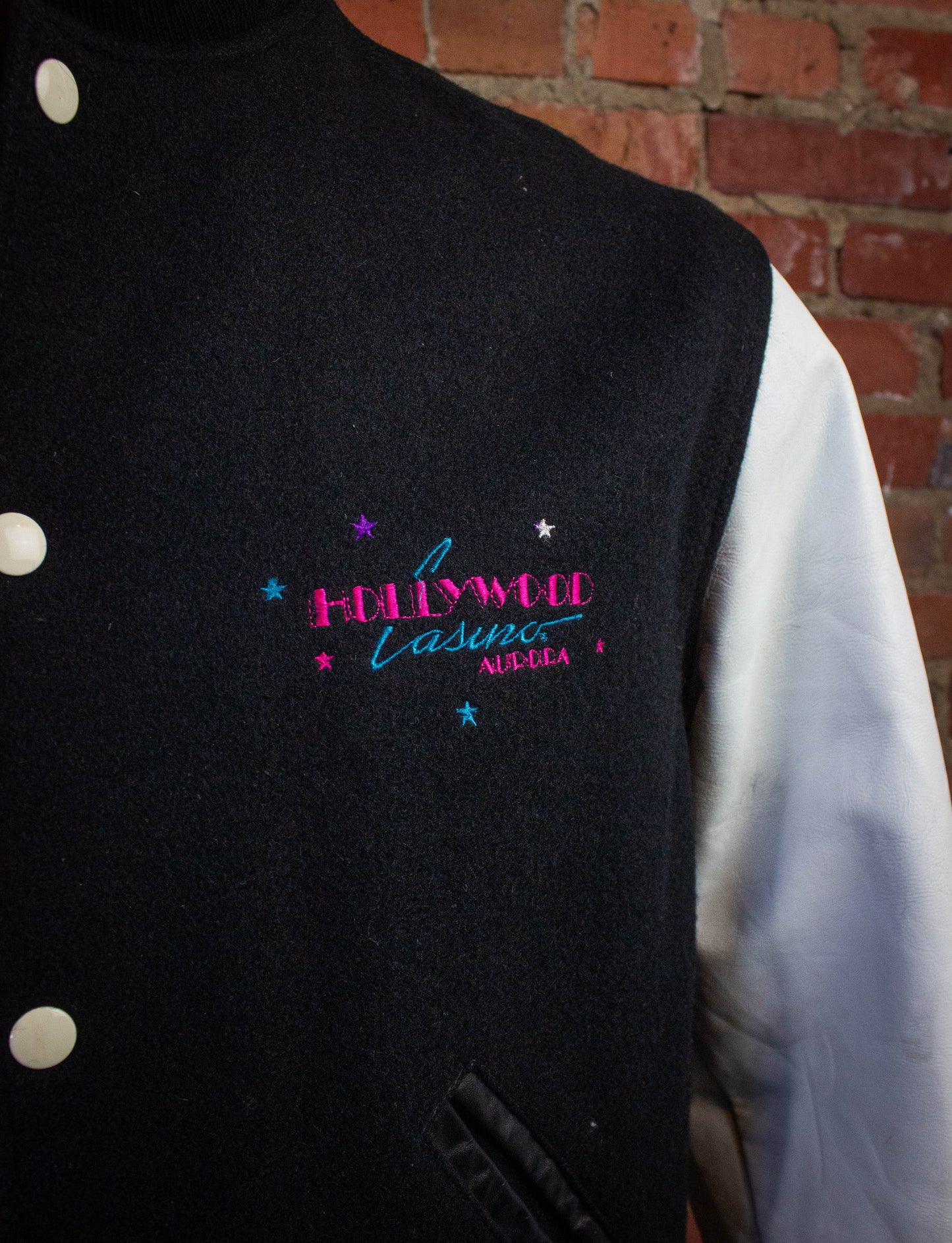 Vintage Hollywood Casino Varsity Jacket 90s Black/White Medium