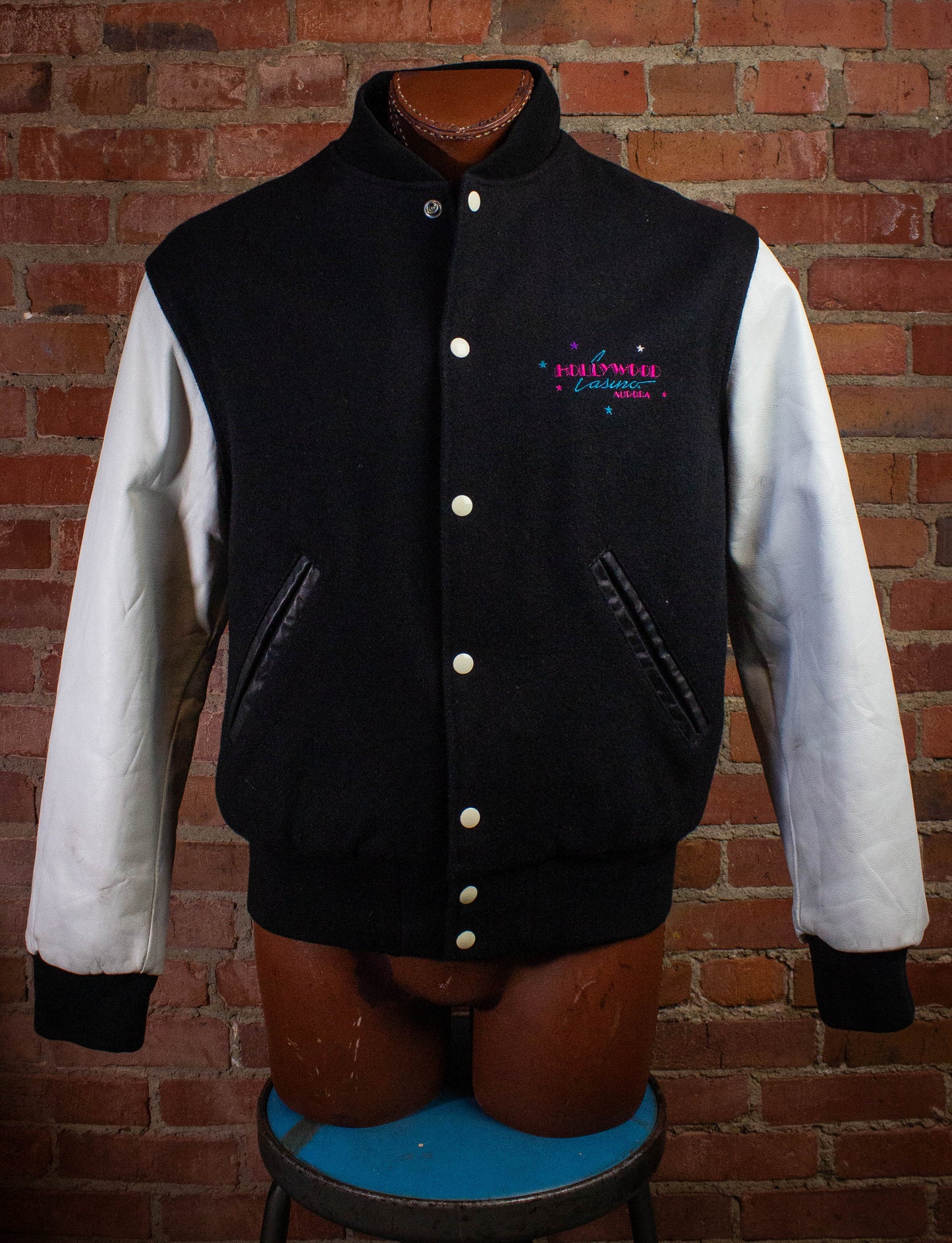 Vintage Hollywood Casino Varsity Jacket 90s Black/White Medium