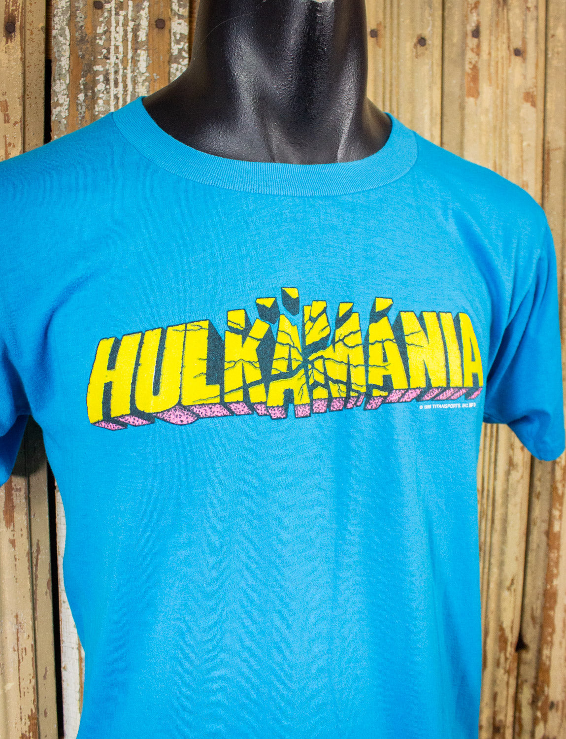 Vintage Hulkmania Graphic T Shirt 1986 Blue Small