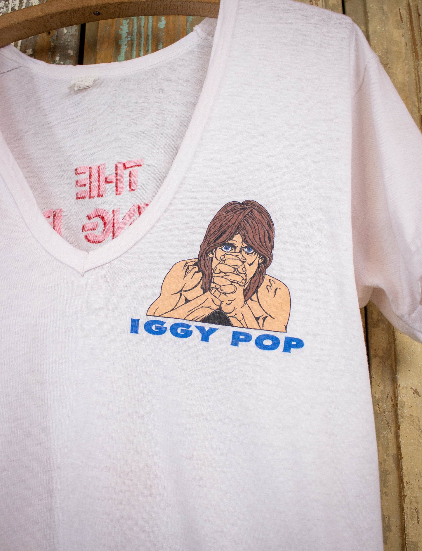 Vintage Iggy Pop Breaking Point Tour V-Neck Concert T Shirt 1982 White Medium