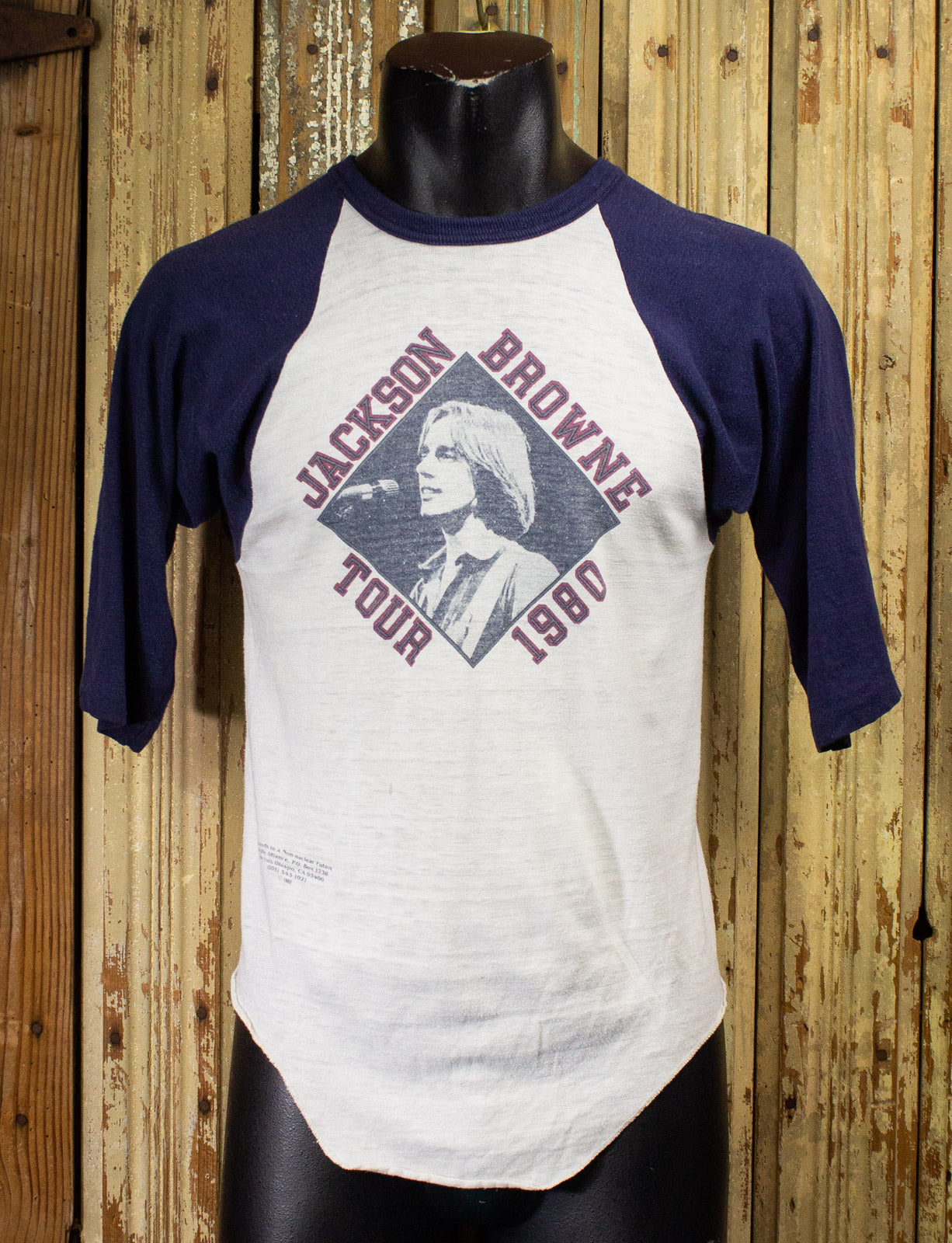 Vintage Jackson Browne Tour Raglan Concert T Shirt 1980 Blue/White Small