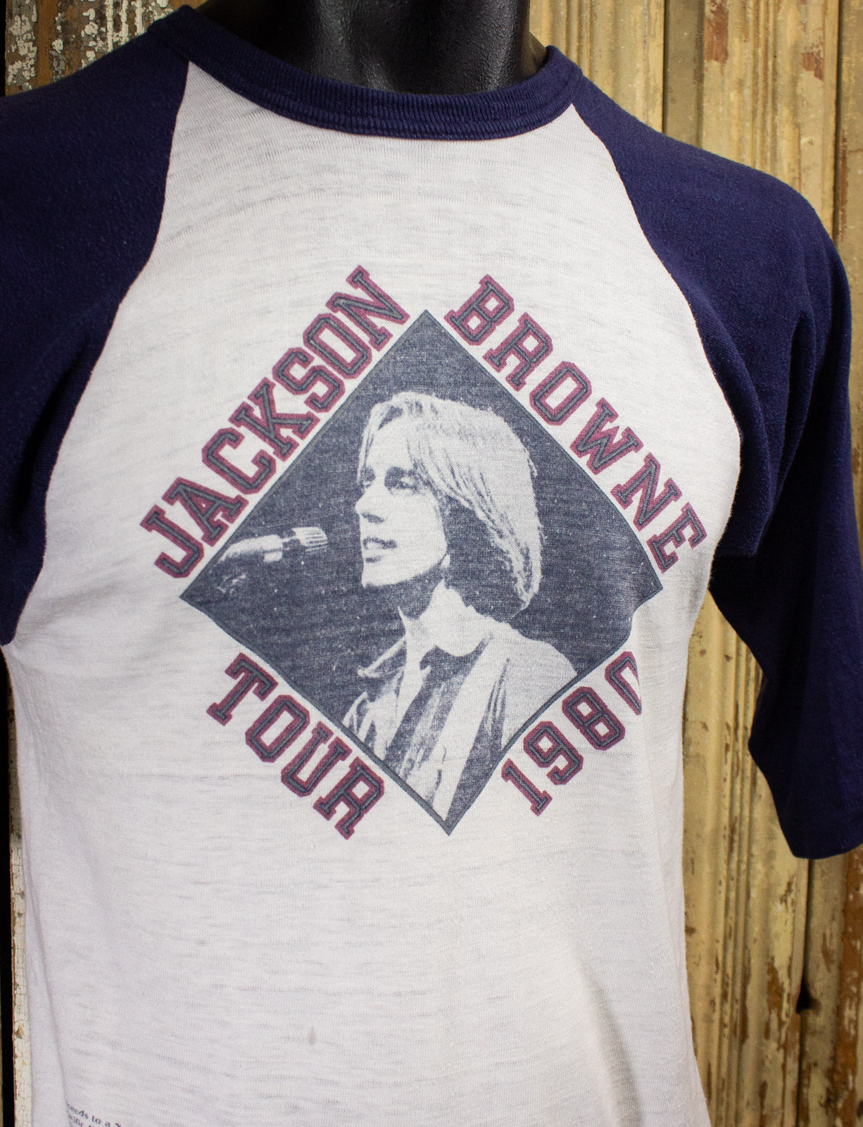 Vintage Jackson Browne Tour Raglan Concert T Shirt 1980 Blue/White Small