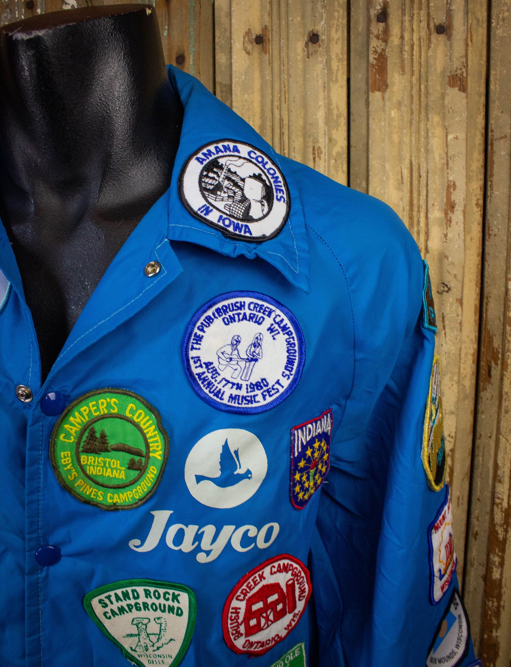 Vintage Jayco Souvenir Nylon Windbreaker Jacket 80s Blue Medium