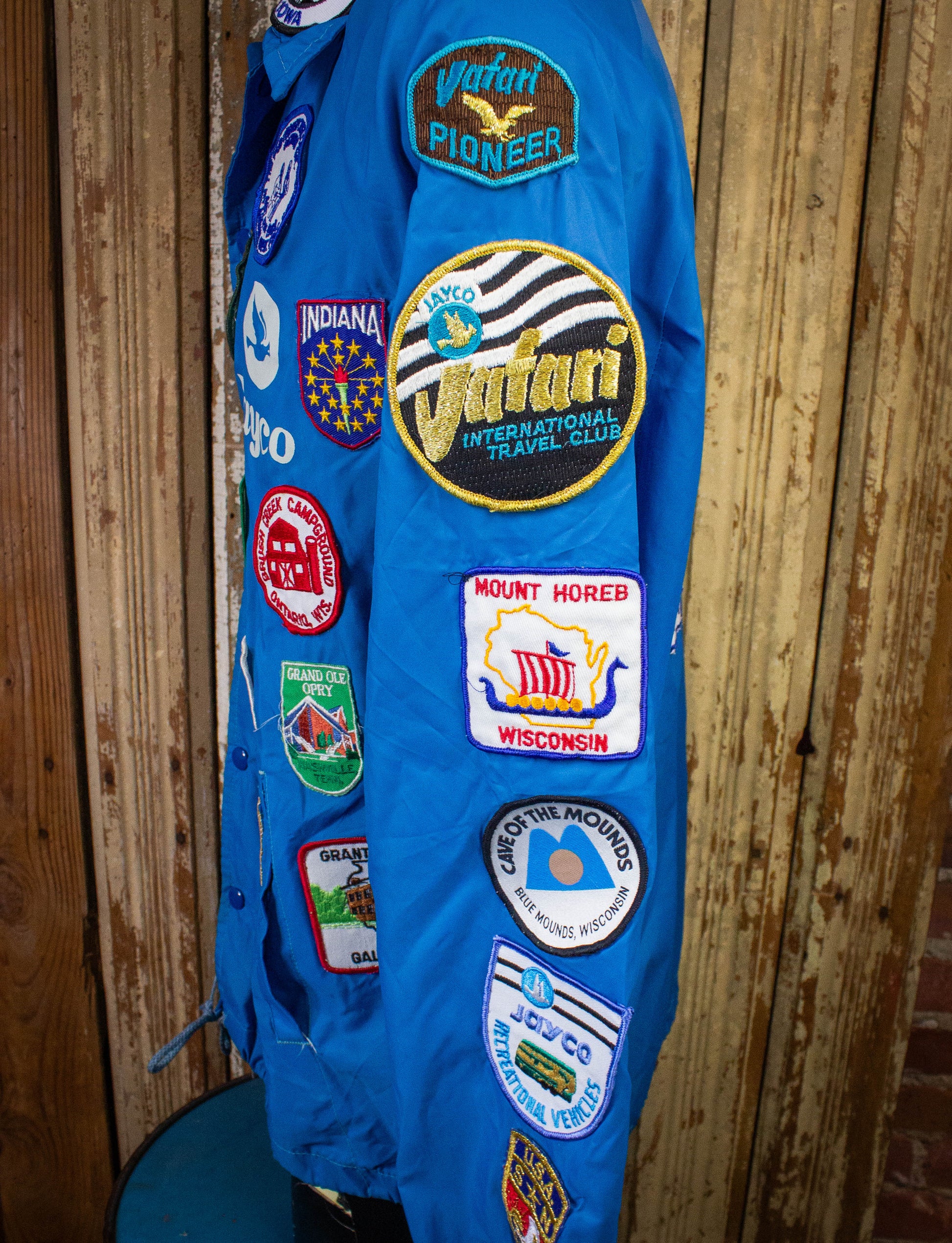 Vintage Jayco Souvenir Nylon Windbreaker Jacket 80s Blue Medium