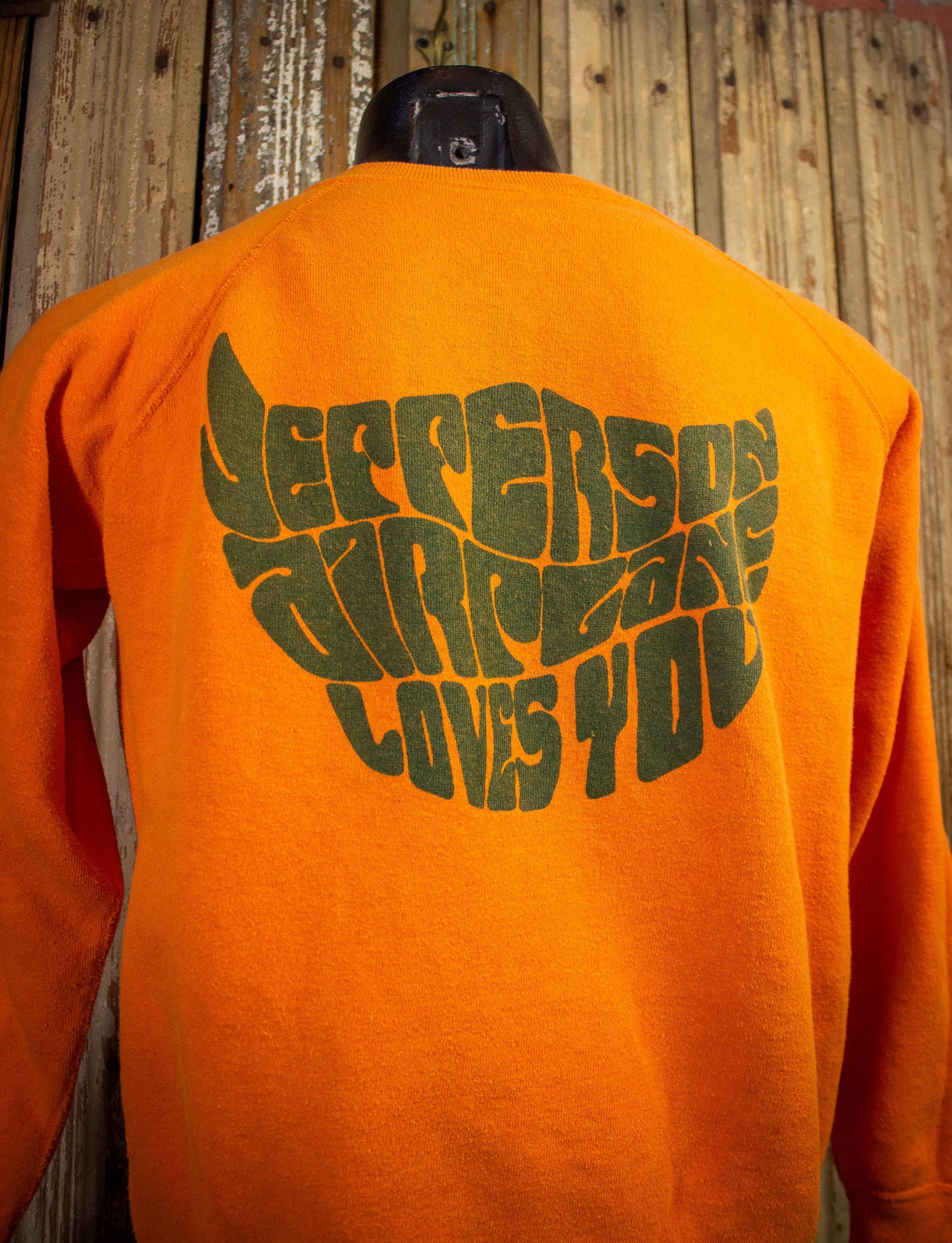 Vintage Jefferson Airplane Loves You Fan Club Sweatshirt 1966 Orange Medium