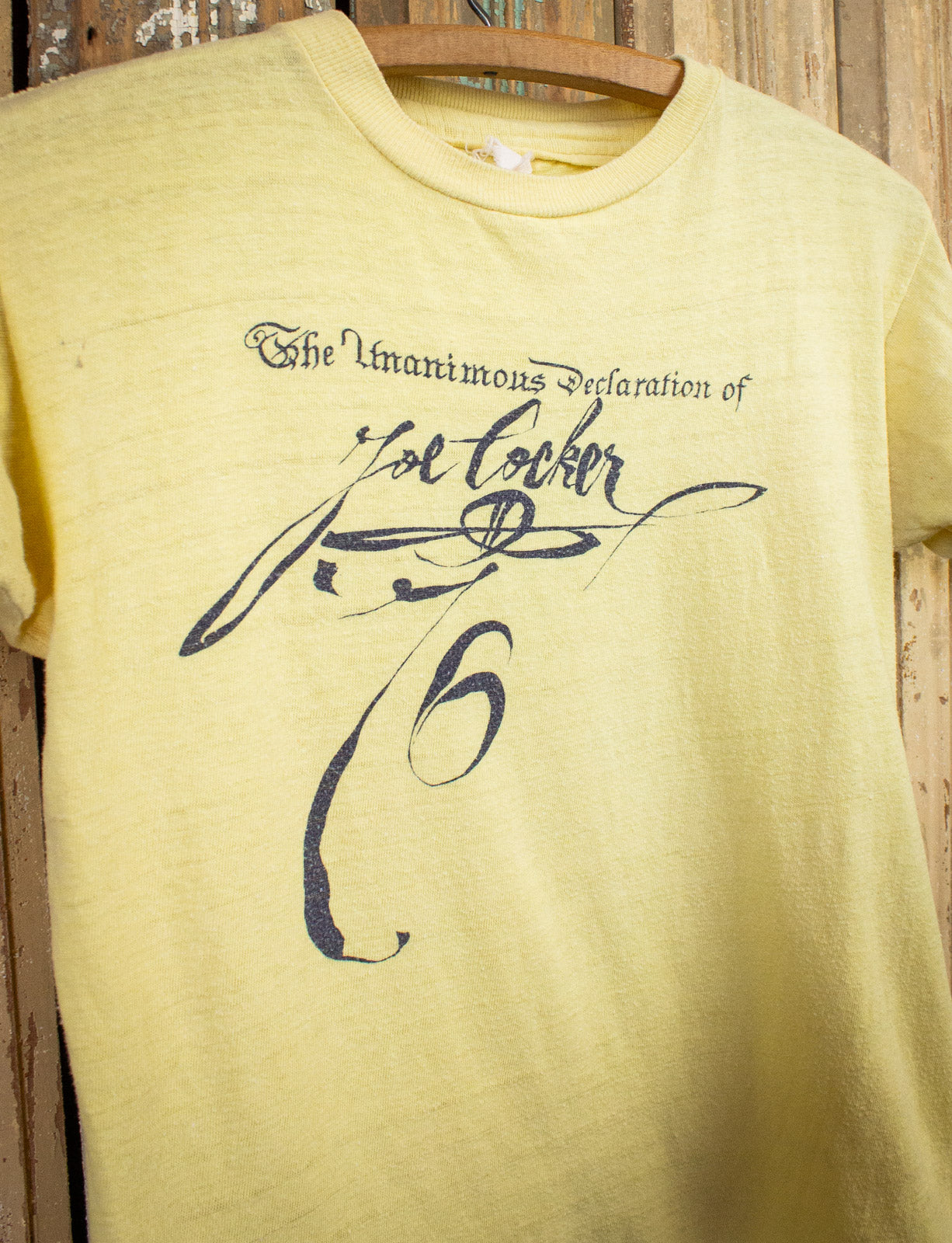 Vintage Joe Cocker Unanimous Declaration Concert T Shirt 70s Yellow Small