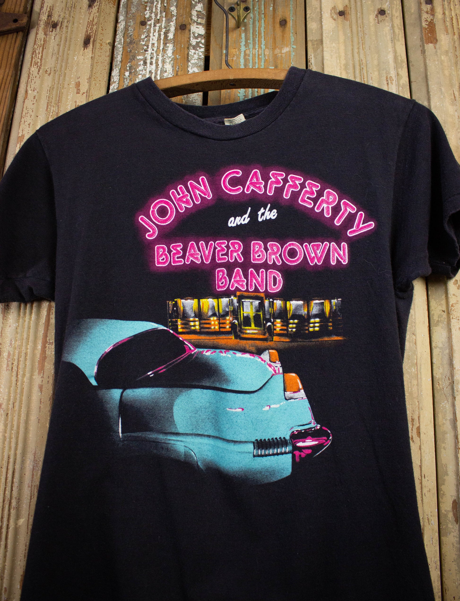 Vintage John Cafferty and the Beaver Brown Band Concert T Shirt 1984 Black Small