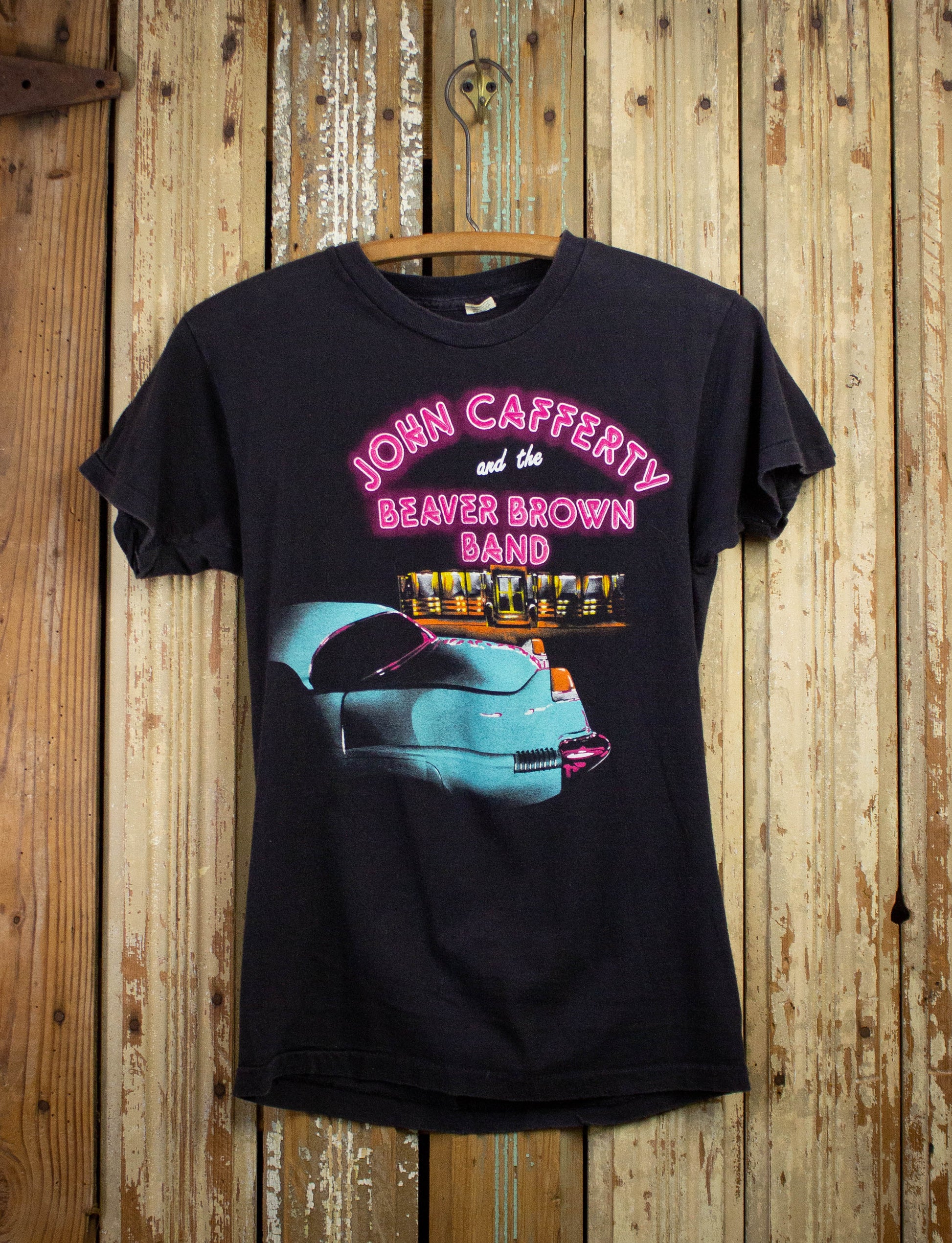 Vintage John Cafferty and the Beaver Brown Band Concert T Shirt 1984 Black Small