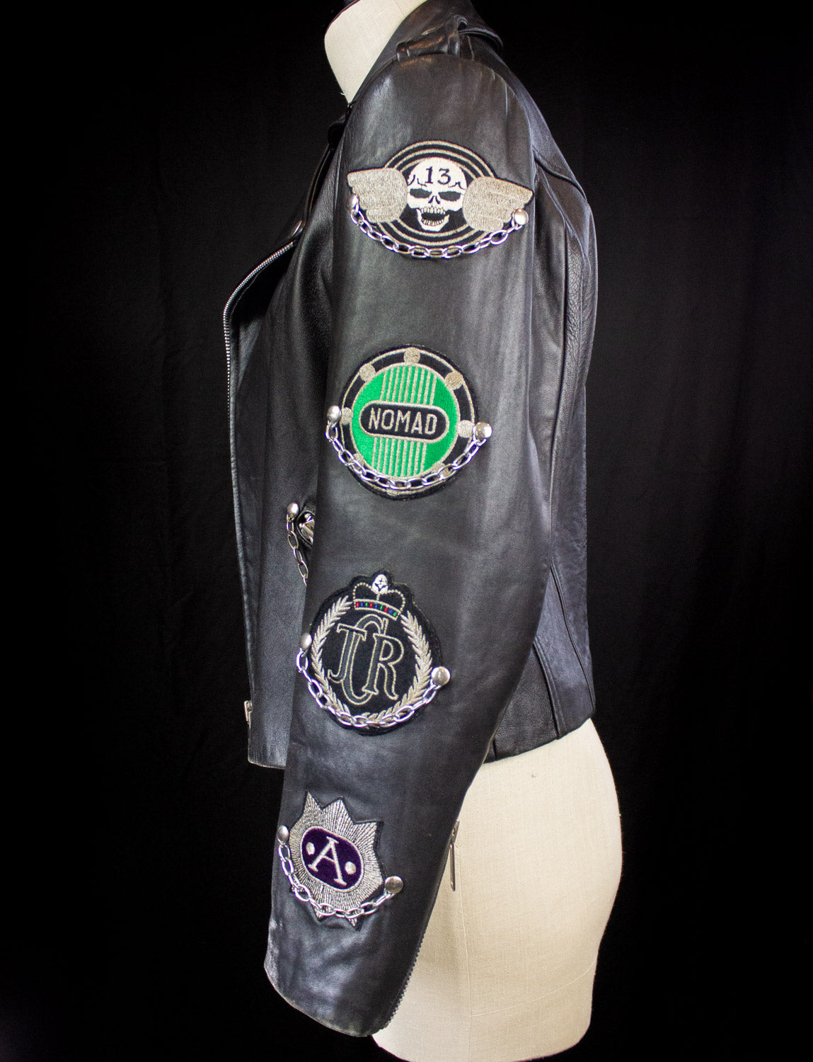 Vintage John Richmond Nomad Patches and Chains Leather Jacket 90s Medium