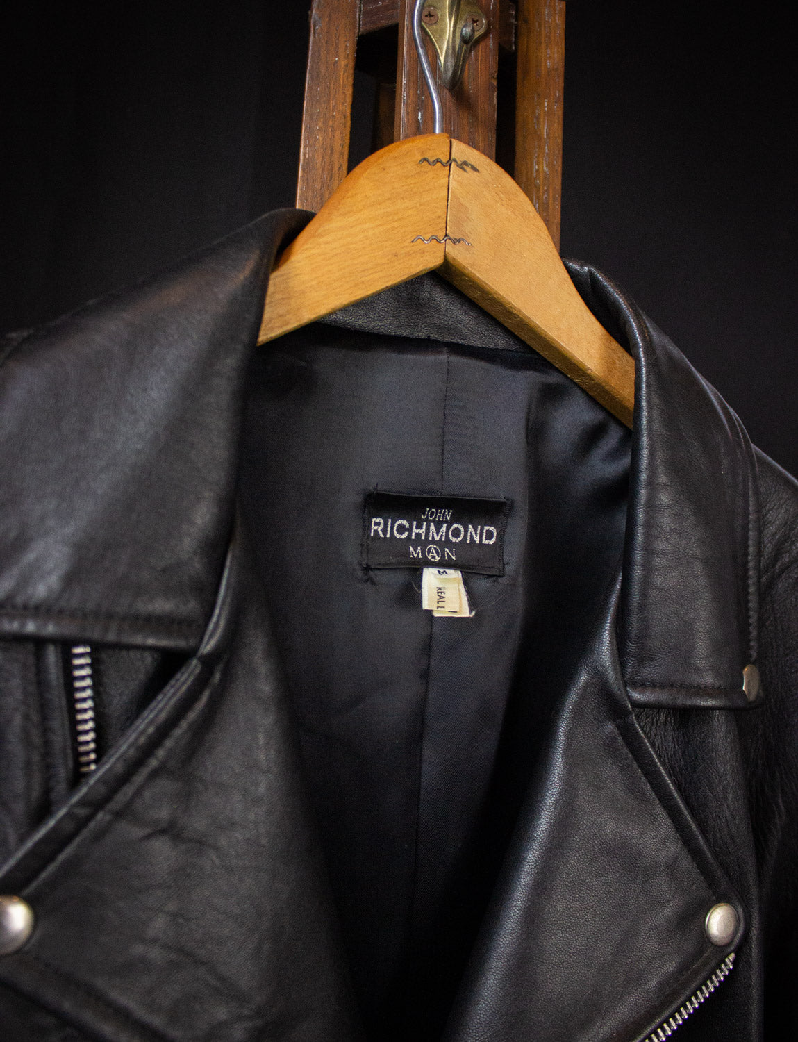 Vintage John Richmond Nomad Patches and Chains Leather Jacket 90s Medium