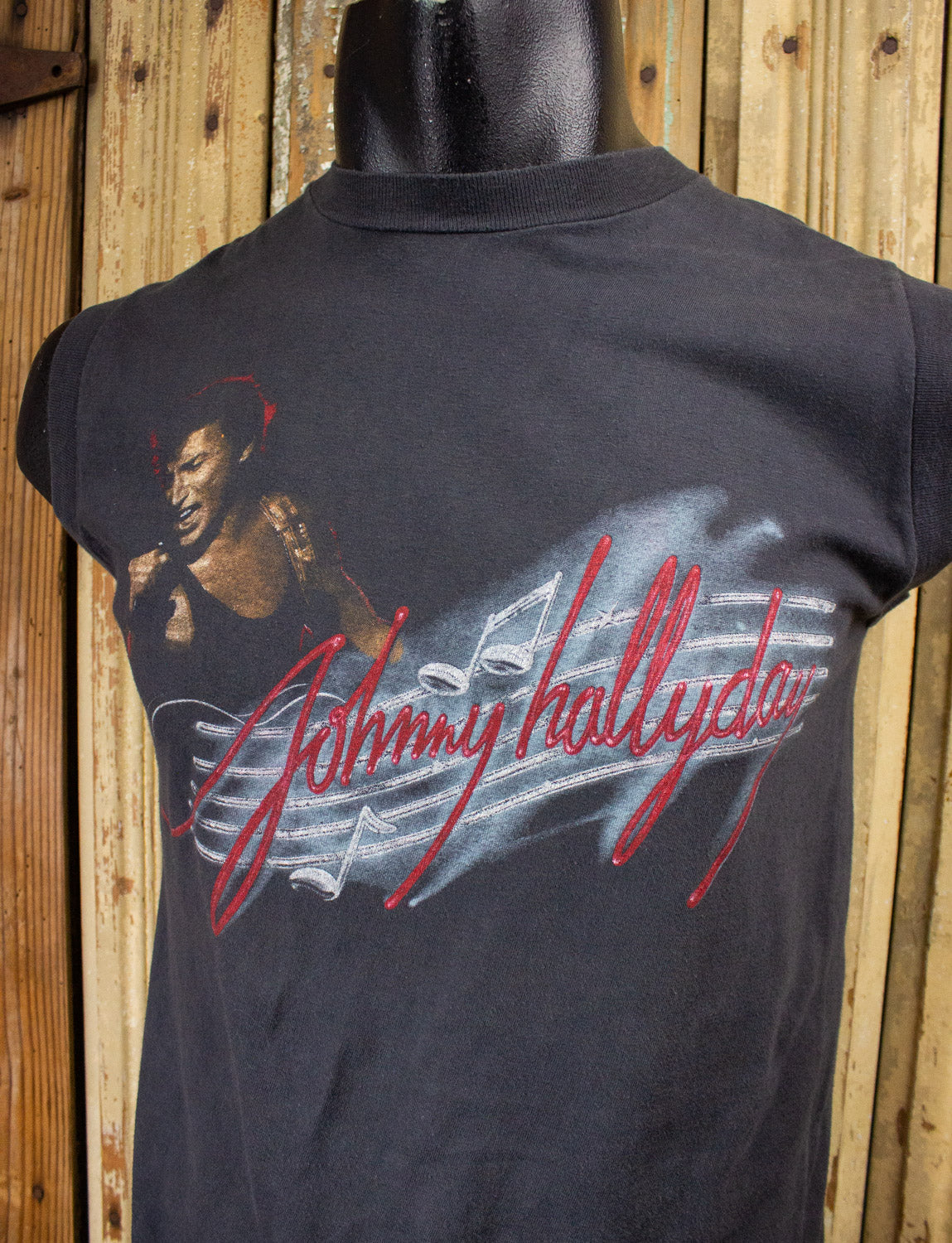 Vintage Johnny Hallyday Concert Muscle T Shirt 80s Small