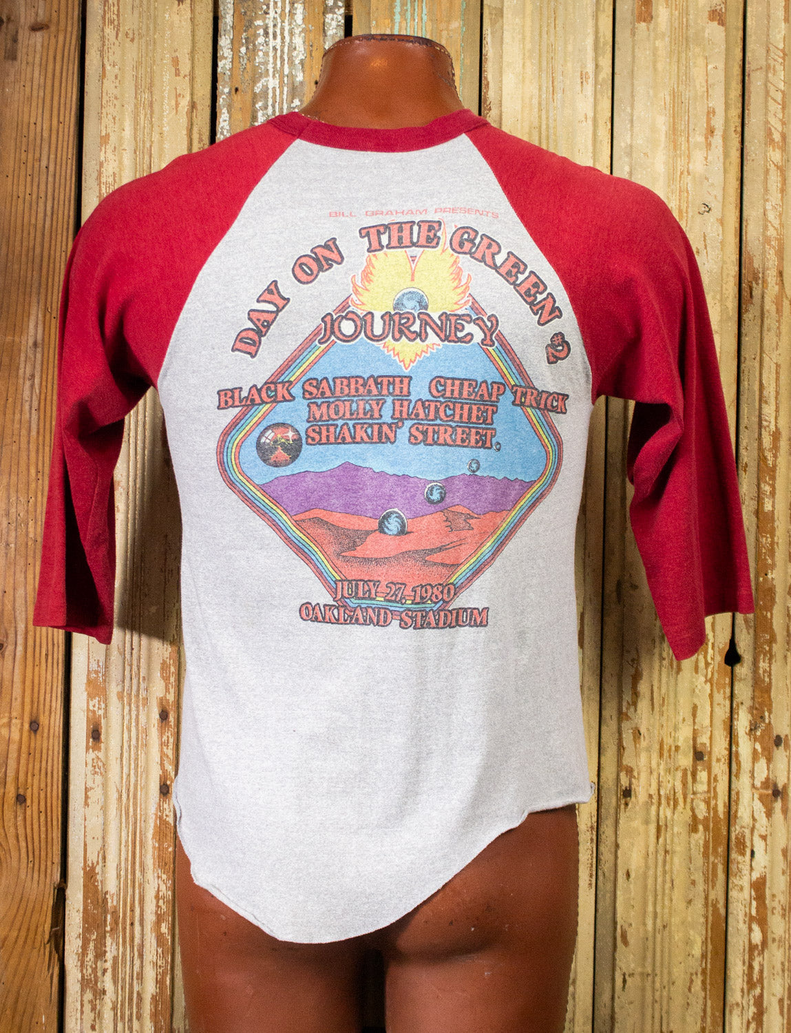 Vintage Journey Day On The Green Raglan Concert T Shirt 1980 Red/Gray Medium