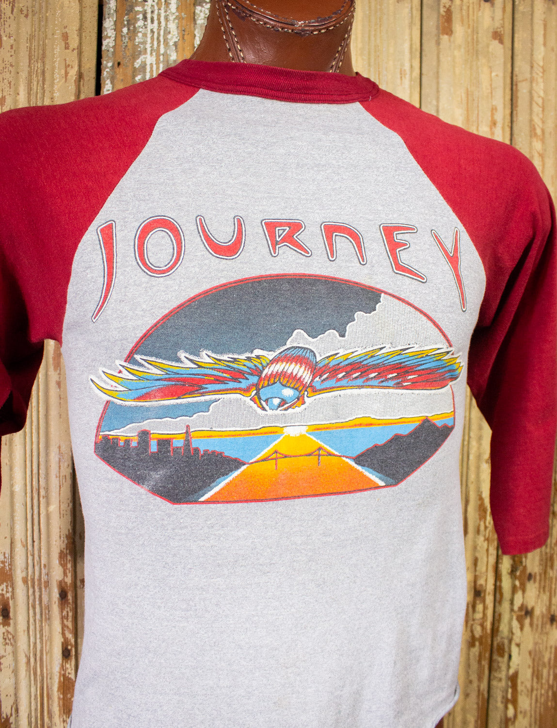 Vintage Journey Day On The Green Raglan Concert T Shirt 1980 Red/Gray Medium