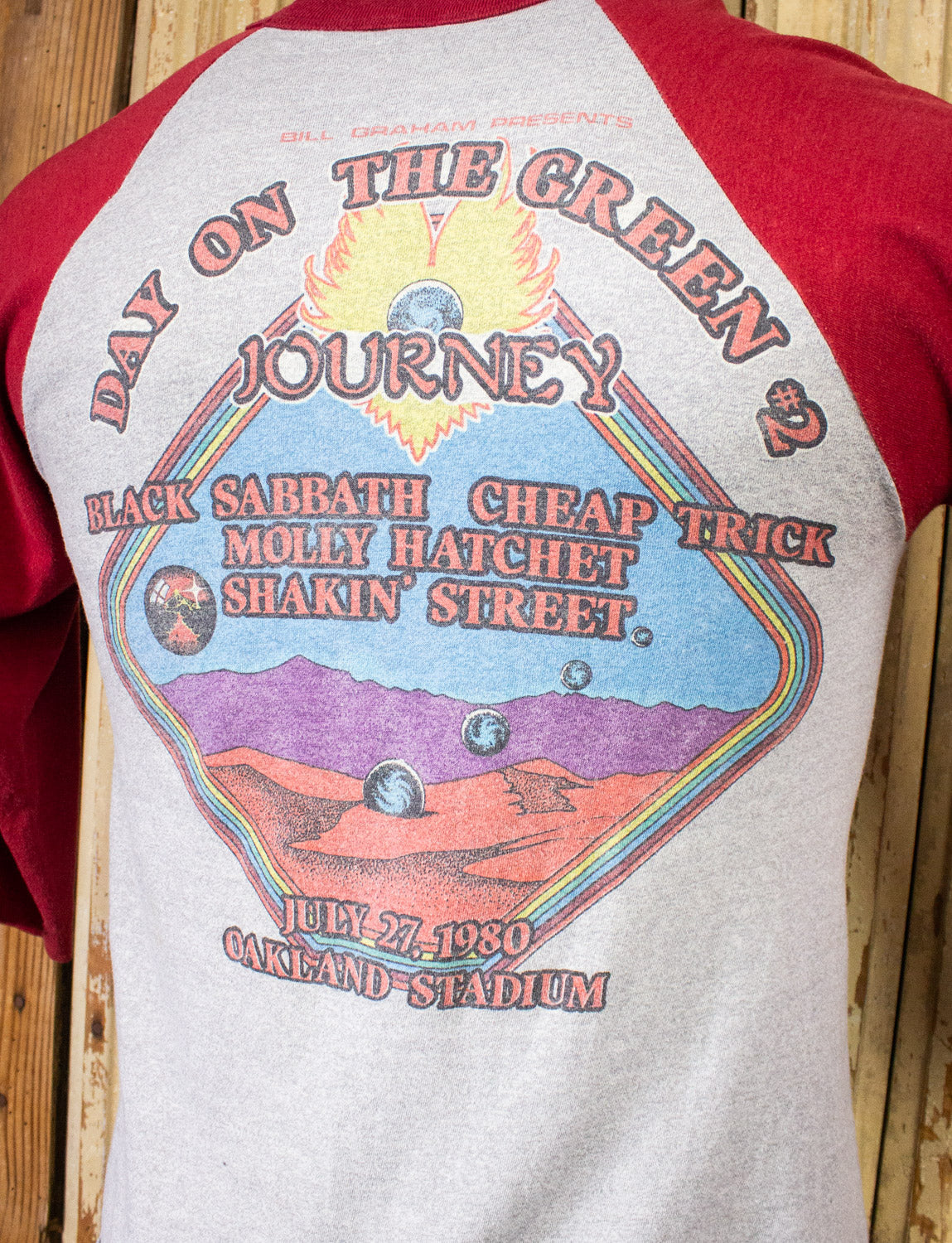 Vintage Journey Day On The Green Raglan Concert T Shirt 1980 Red/Gray Medium