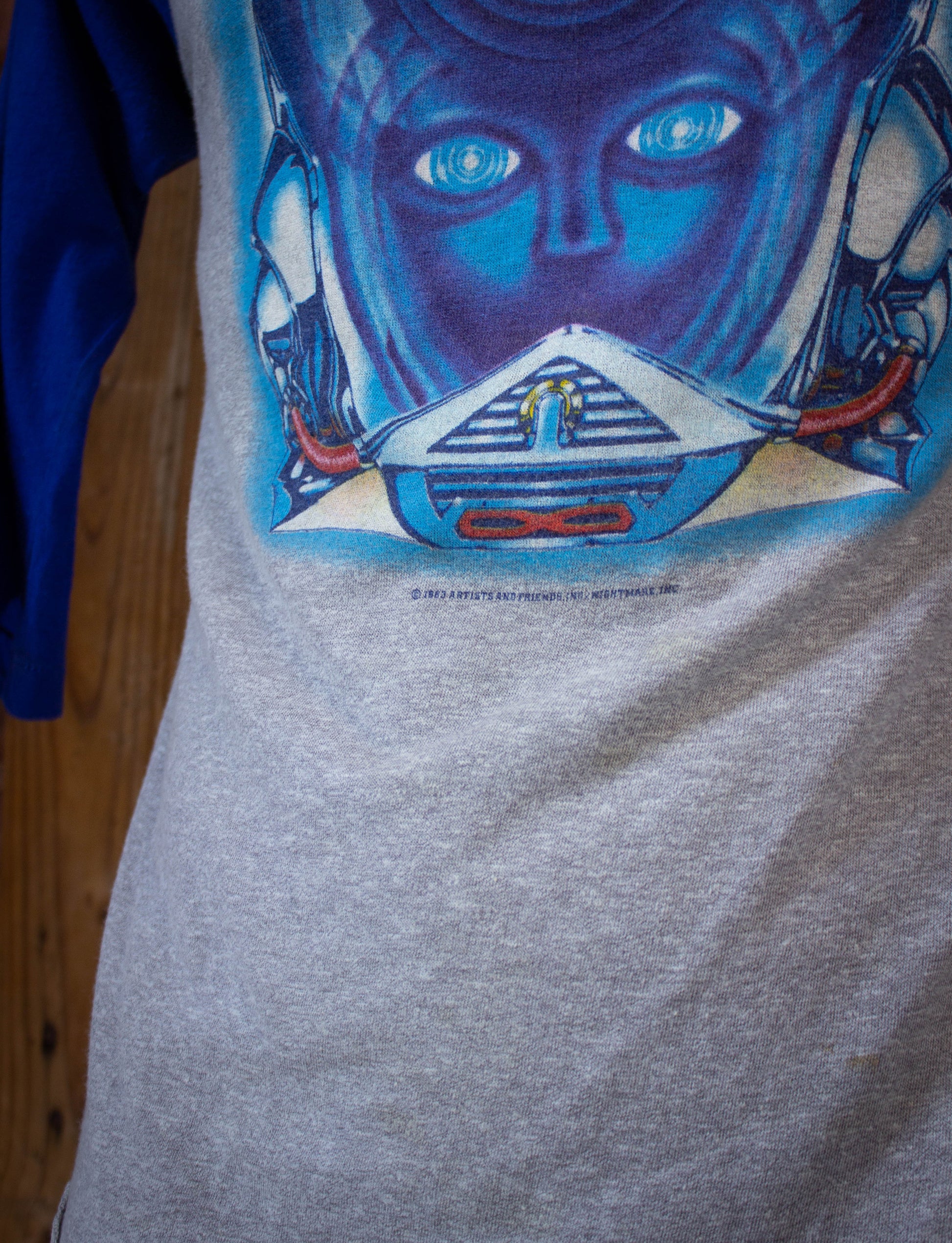 Vintage Journey Frontiers Concert T-Shirt 1983 Blue And Grey Raglan S