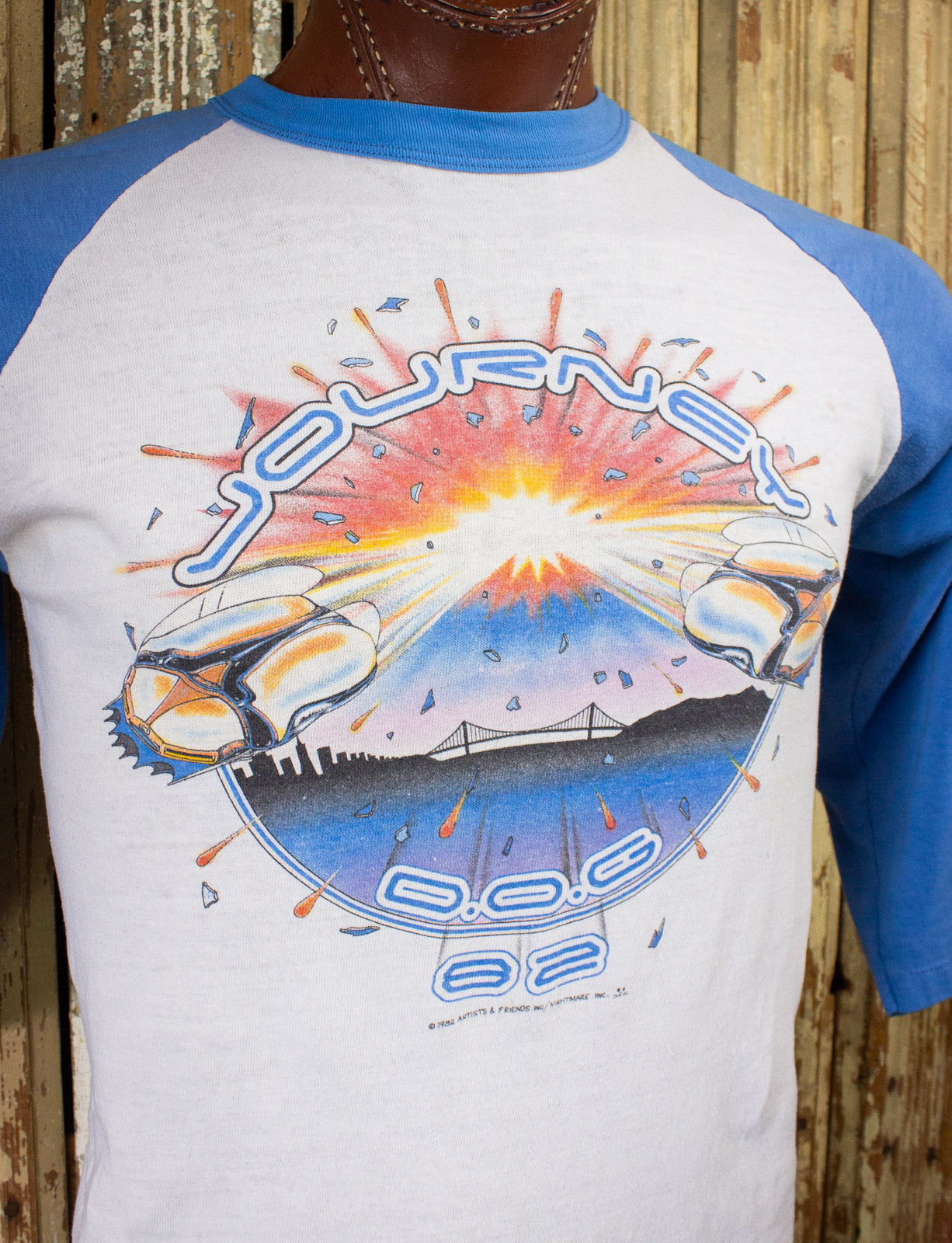 Vintage Journey Oakland Stadium Raglan Concert T Shirt 1982 Large