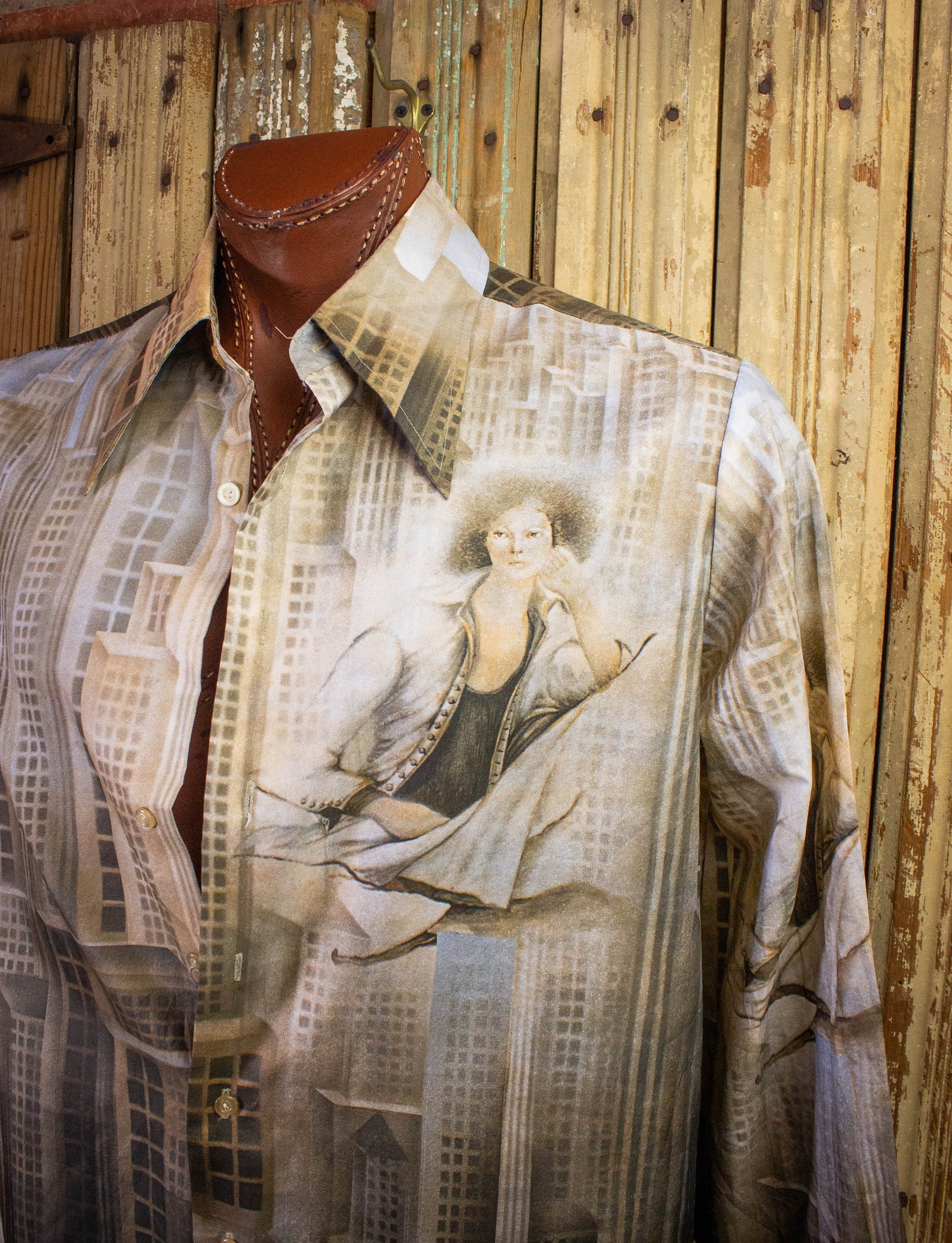 Vintage Kennington Button Up Shirt 70s Tan XL