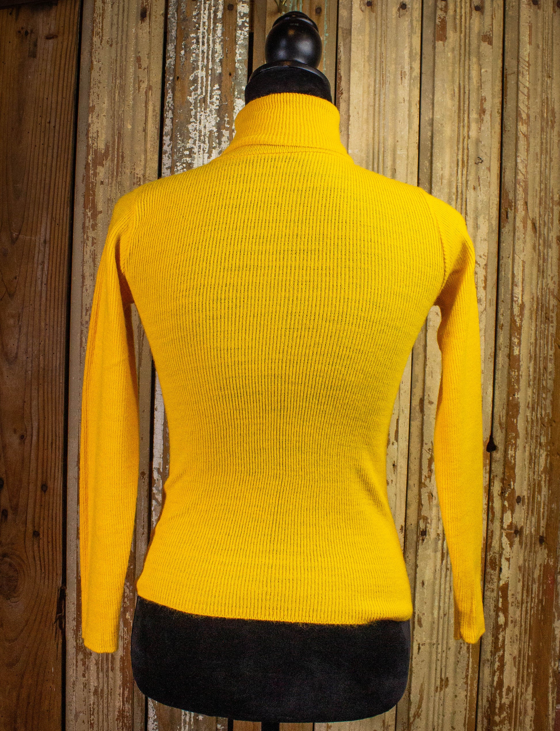 Vintage Knit One Turtle Neck Sweater 70s Yellow XS