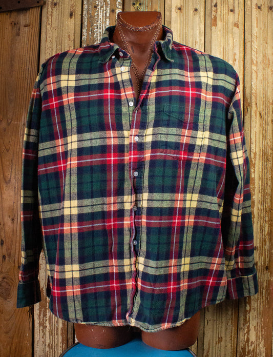 Vintage LL Bean Flannel Shirt XXL Green/Red/Yellow