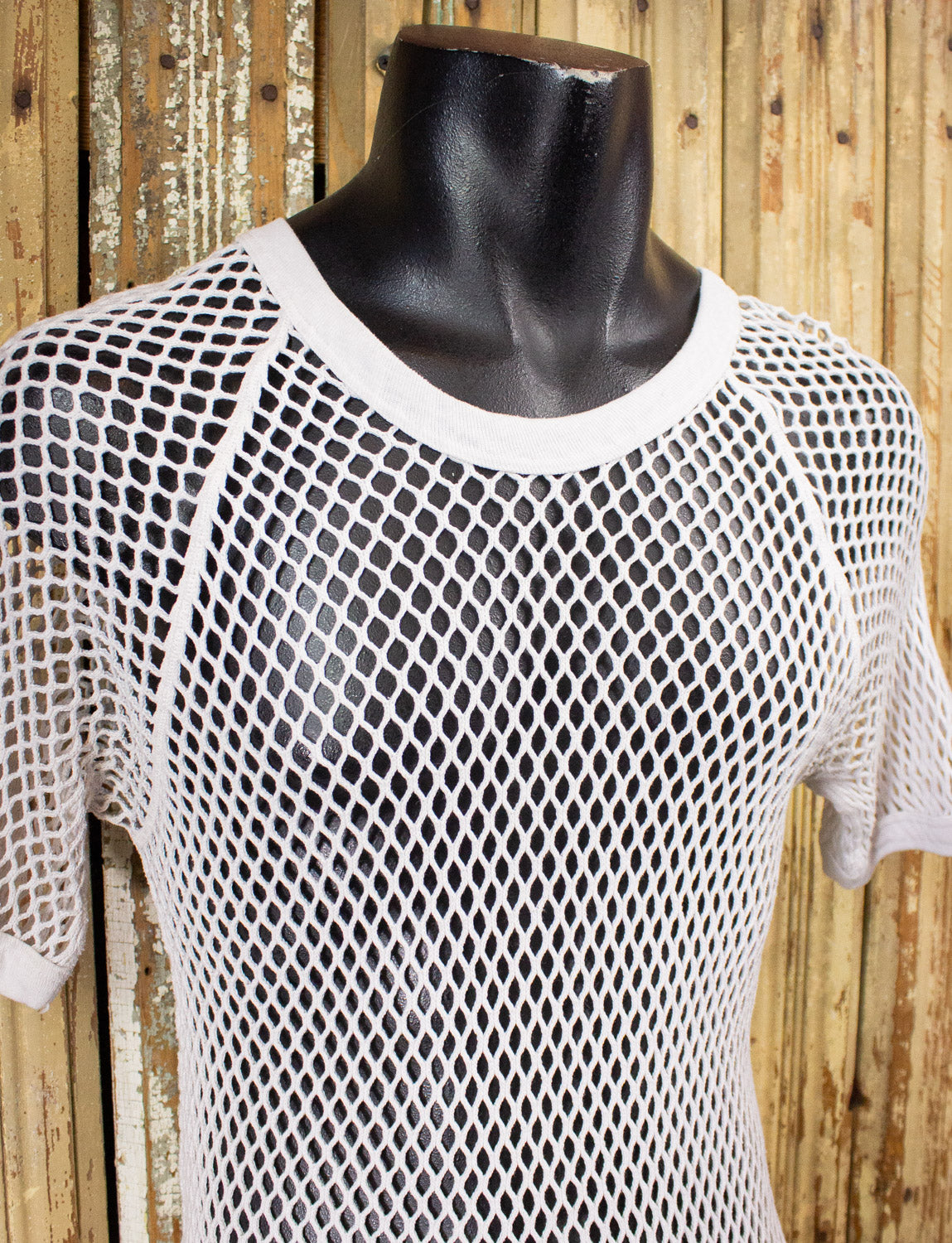 Vintage LL Bean White Mesh Fishnet Shirt 70s Large