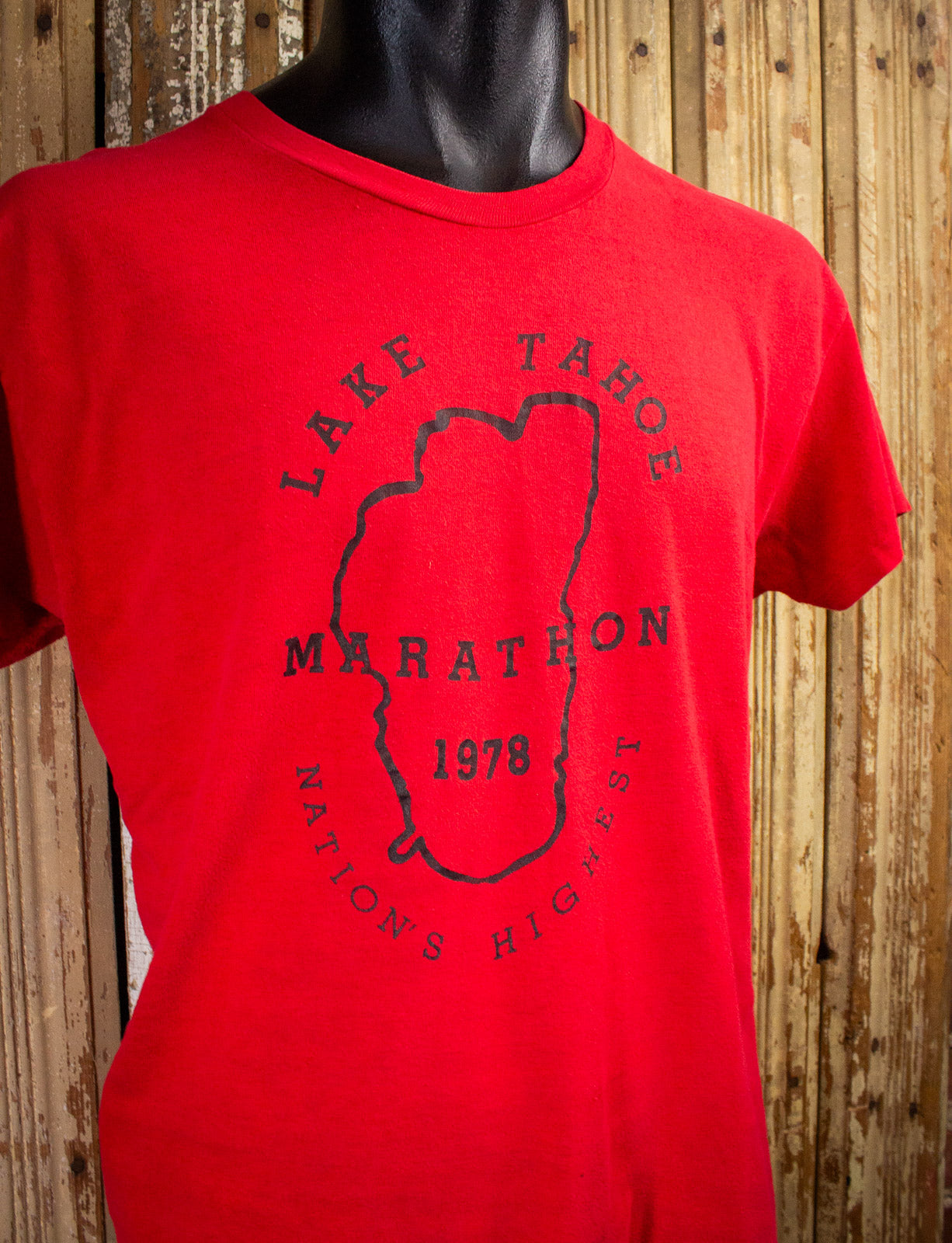 Vintage Lake Tahoe Marathon Graphic T Shirt 1978 Red Medium