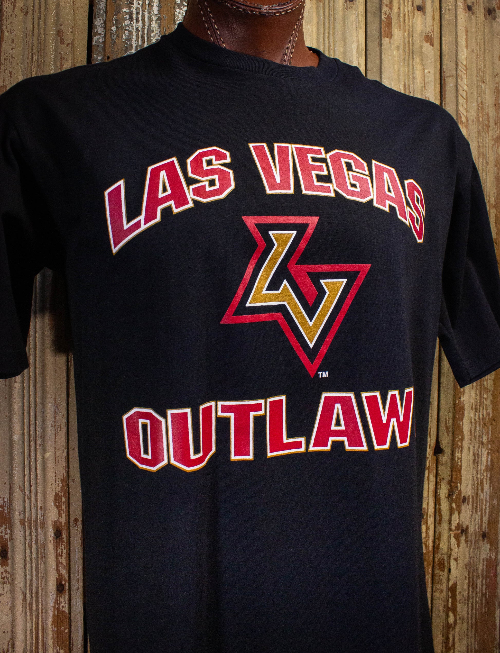 Vintage Las Vegas Outlaws XFL Graphic T Shirt 2001 Black XL