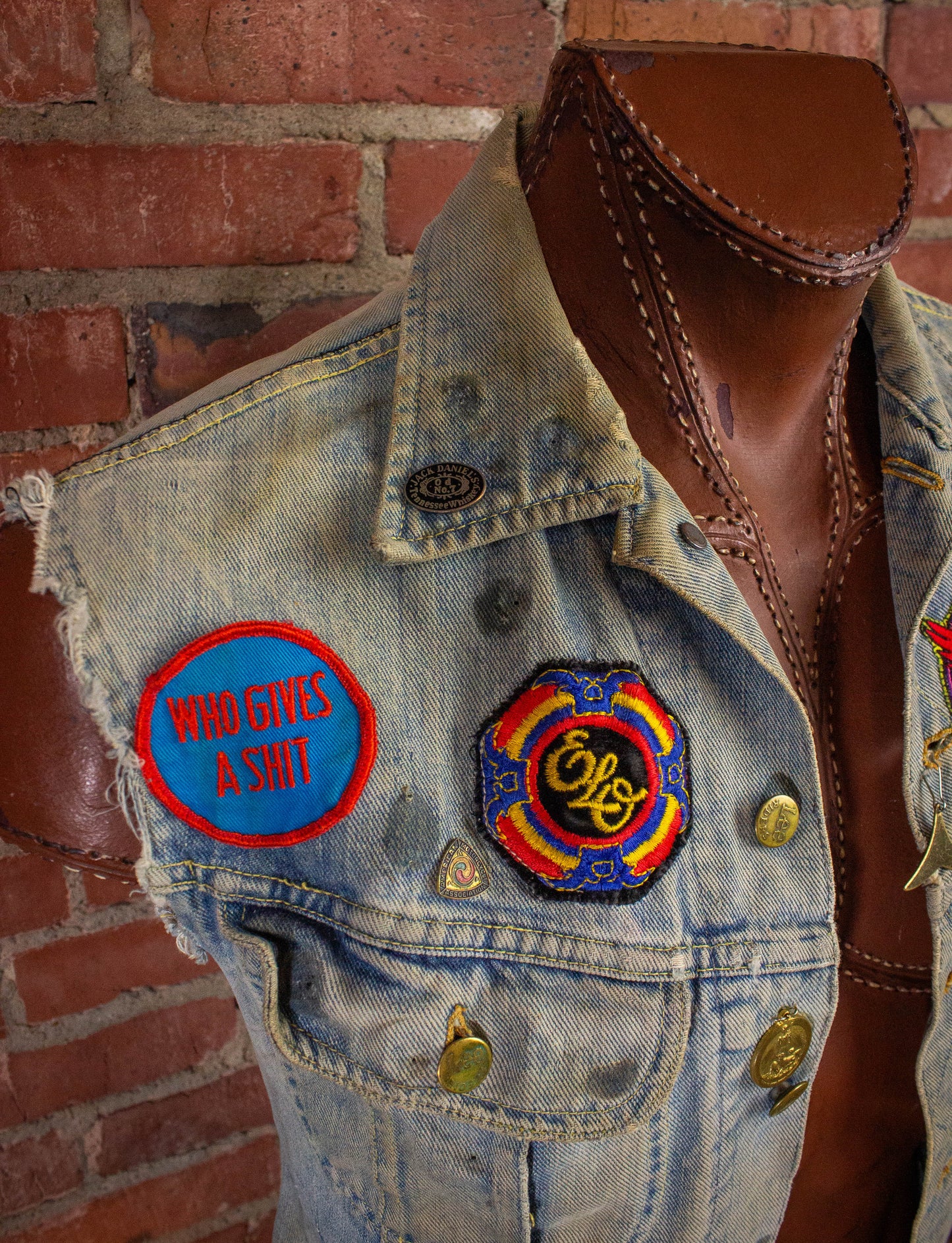 Vintage 60s 70s Lee Sanforized Patched Denim Vest Small