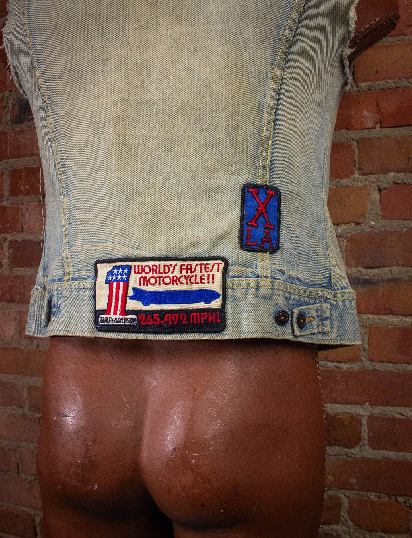 Vintage 60s 70s Lee Sanforized Patched Denim Vest Small