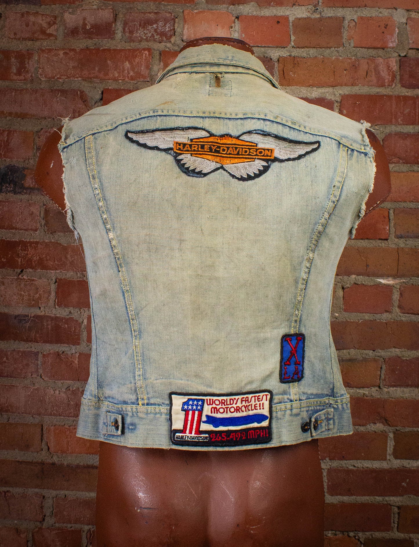 Vintage 60s 70s Lee Sanforized Patched Denim Vest Small