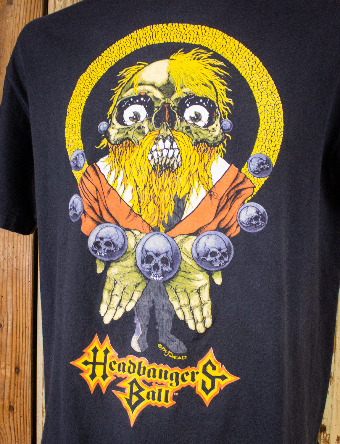 Vintage MTV Headbangers Ball Pushead Graphic T Shirt 1991 Black Large