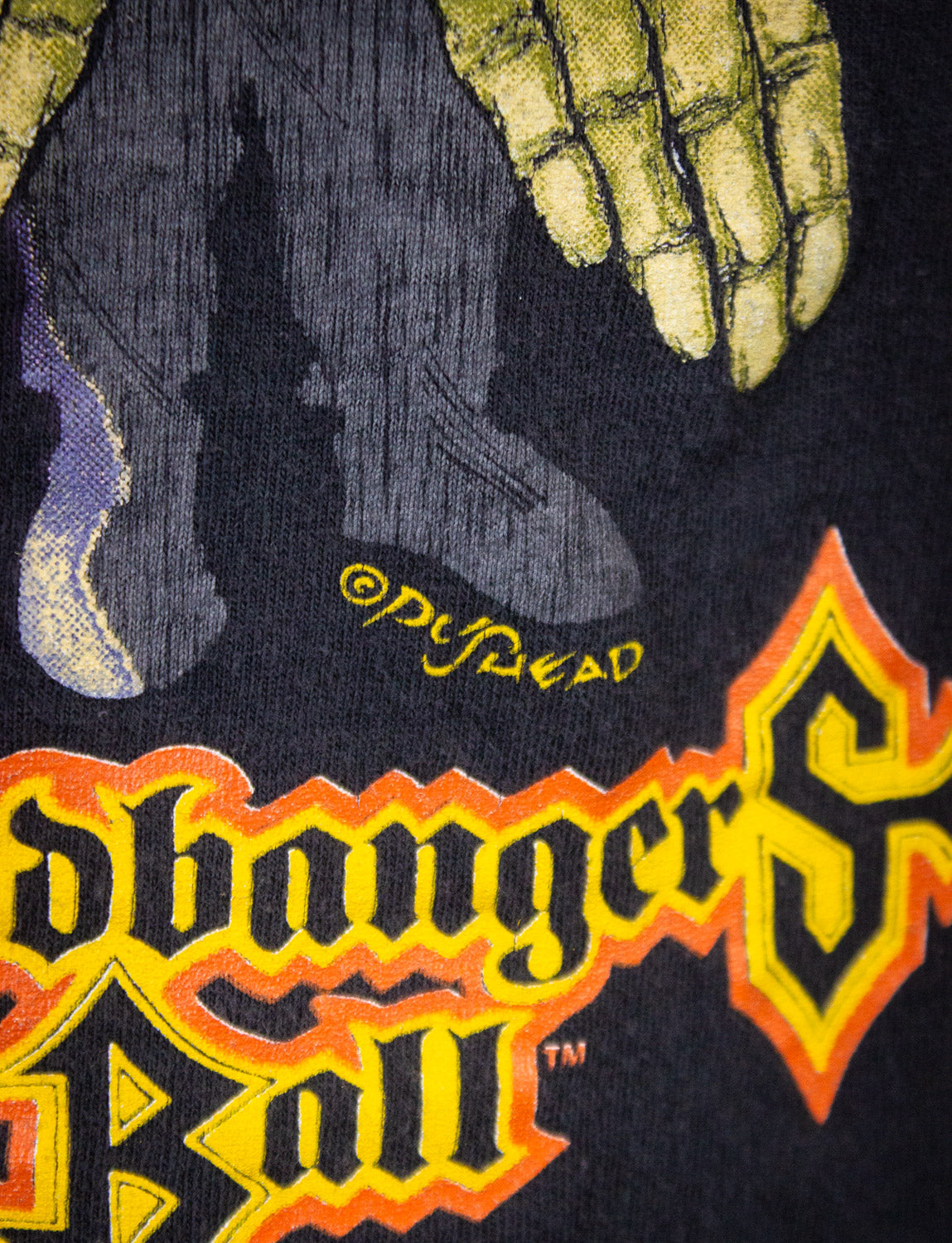 Vintage MTV Headbangers Ball Pushead Graphic T Shirt 1991 Black Large