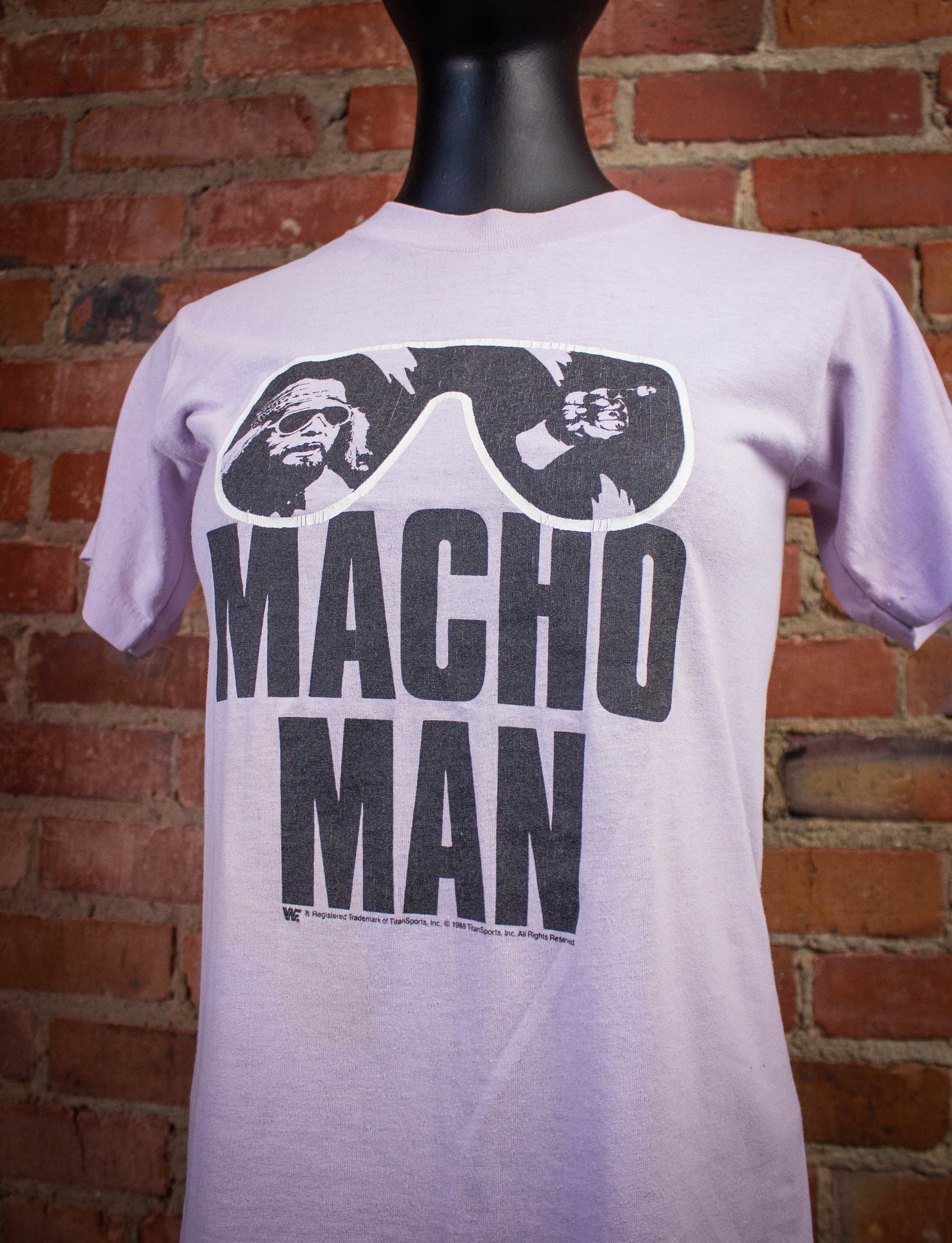 Vintage WWF Macho Man Randy Savage Graphic Wrestling T Shirt 1988 Purple XS