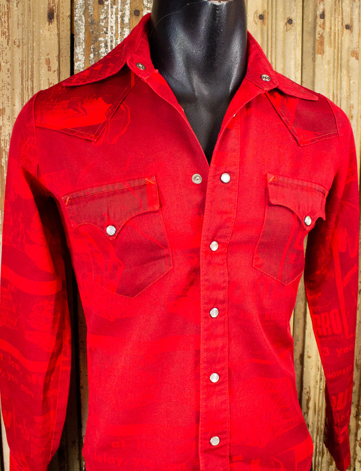 Vintage Made In Heaven Outlaw Pearl Snap Western Shirt 70s Red Small