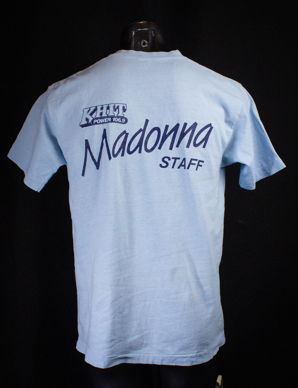 Vintage Madonna KHIT Staff Concert T Shirt 80s Blue Medium